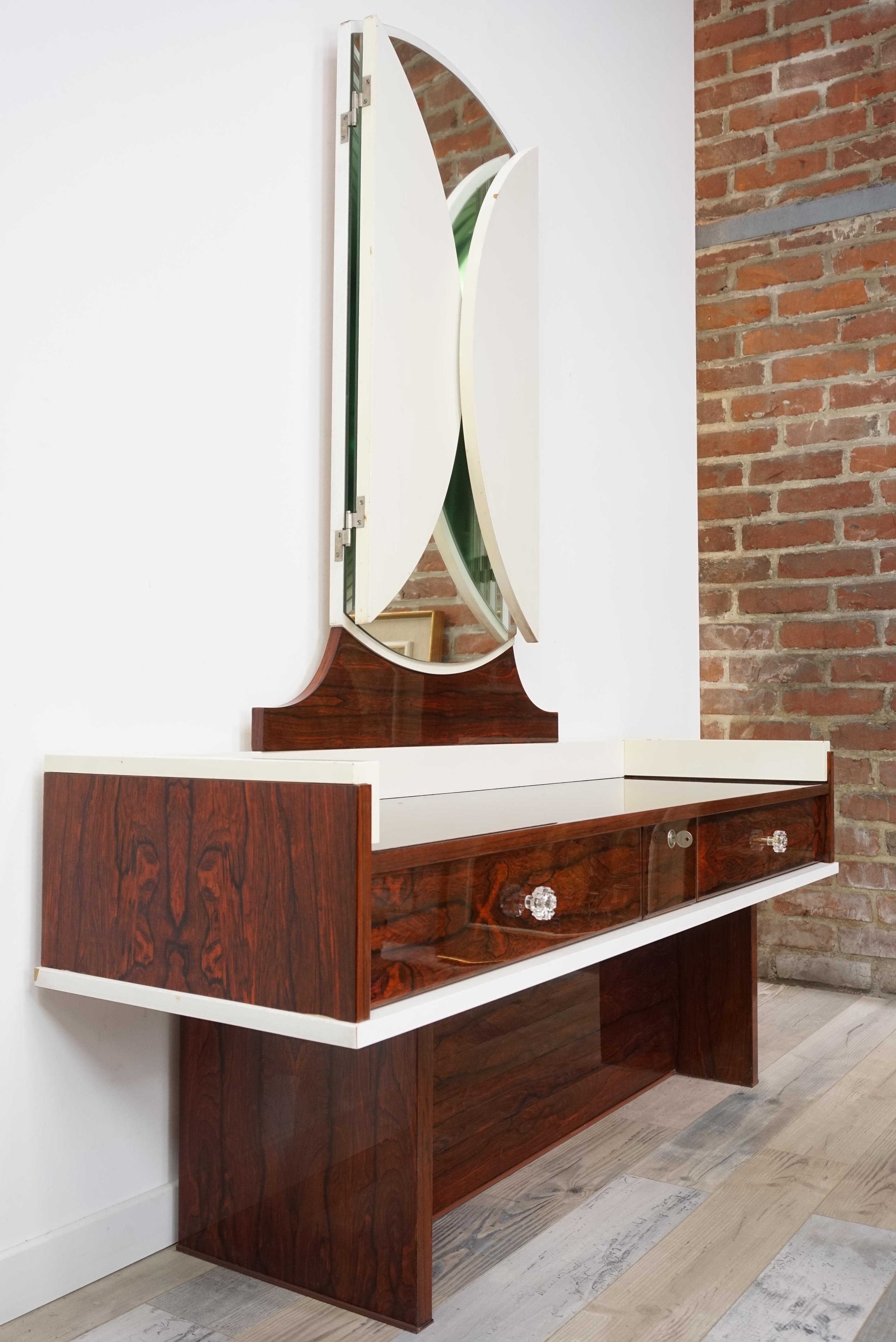 Mid-20th Century Midcentury Rosewood and White Lacquered Dressing Table