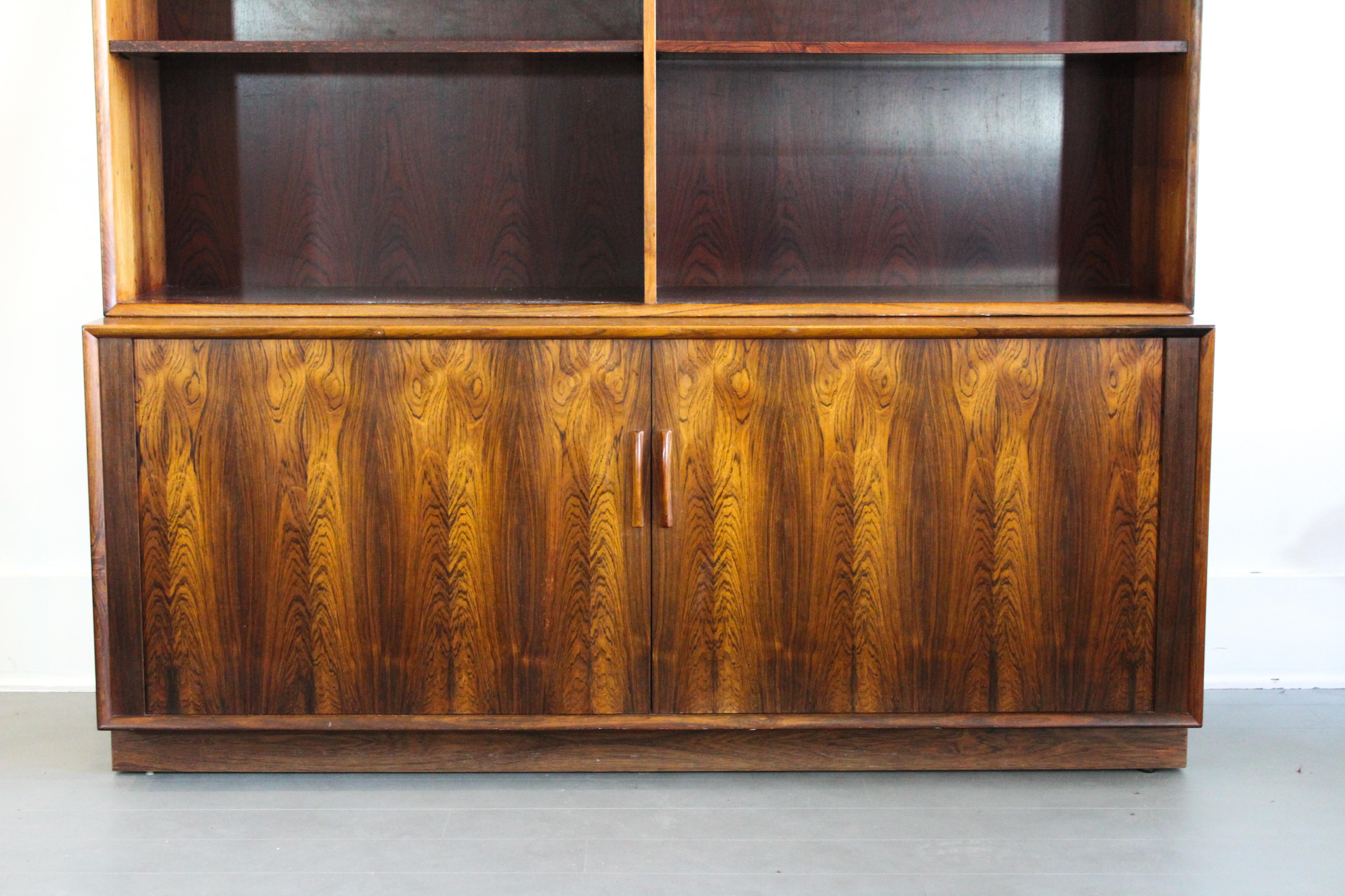 Scandinavian Modern Midcentury Rosewood Arne Vodder Book Case with Tambour Doors by Sibast, 1950s For Sale