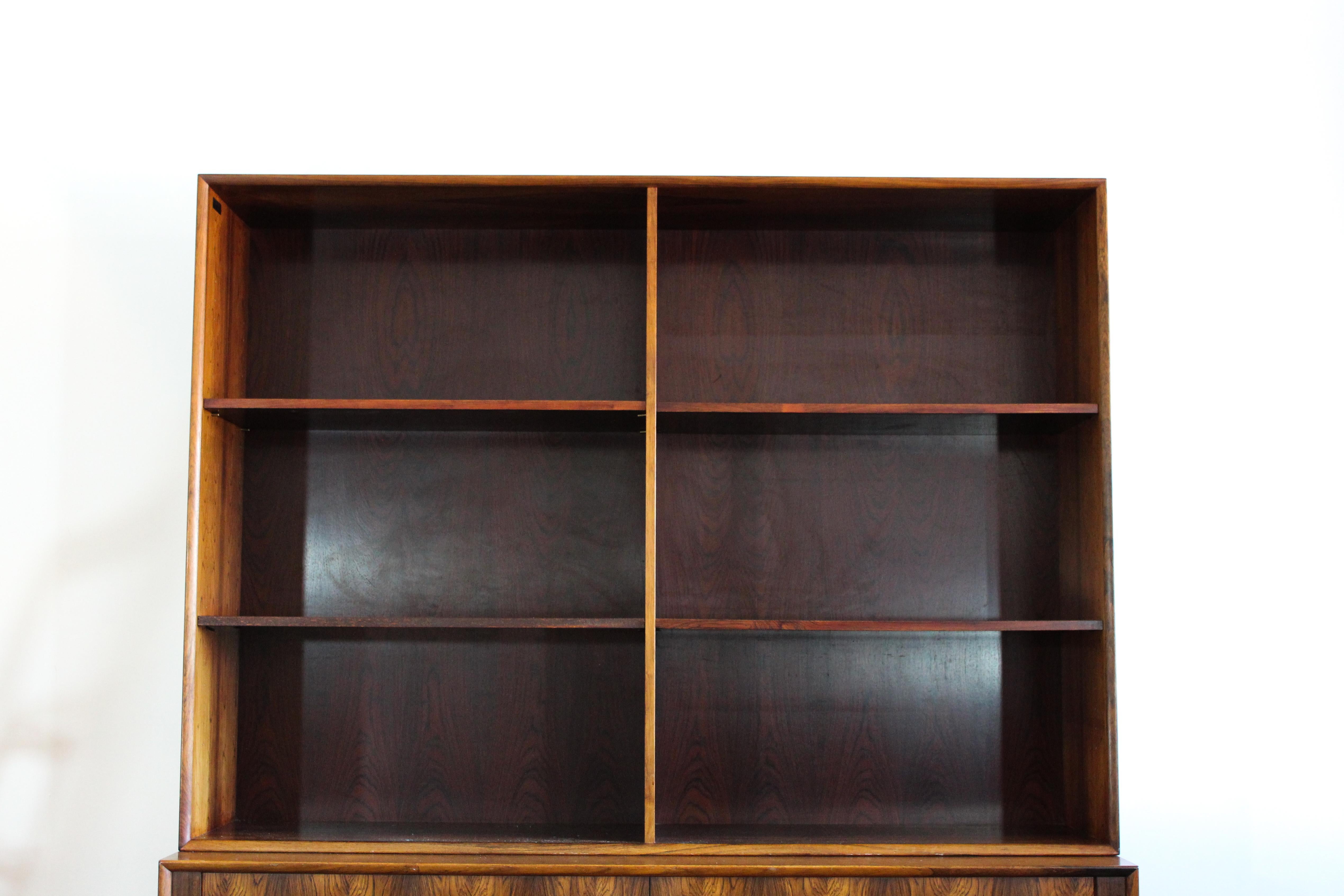 Danish Midcentury Rosewood Arne Vodder Book Case with Tambour Doors by Sibast, 1950s For Sale