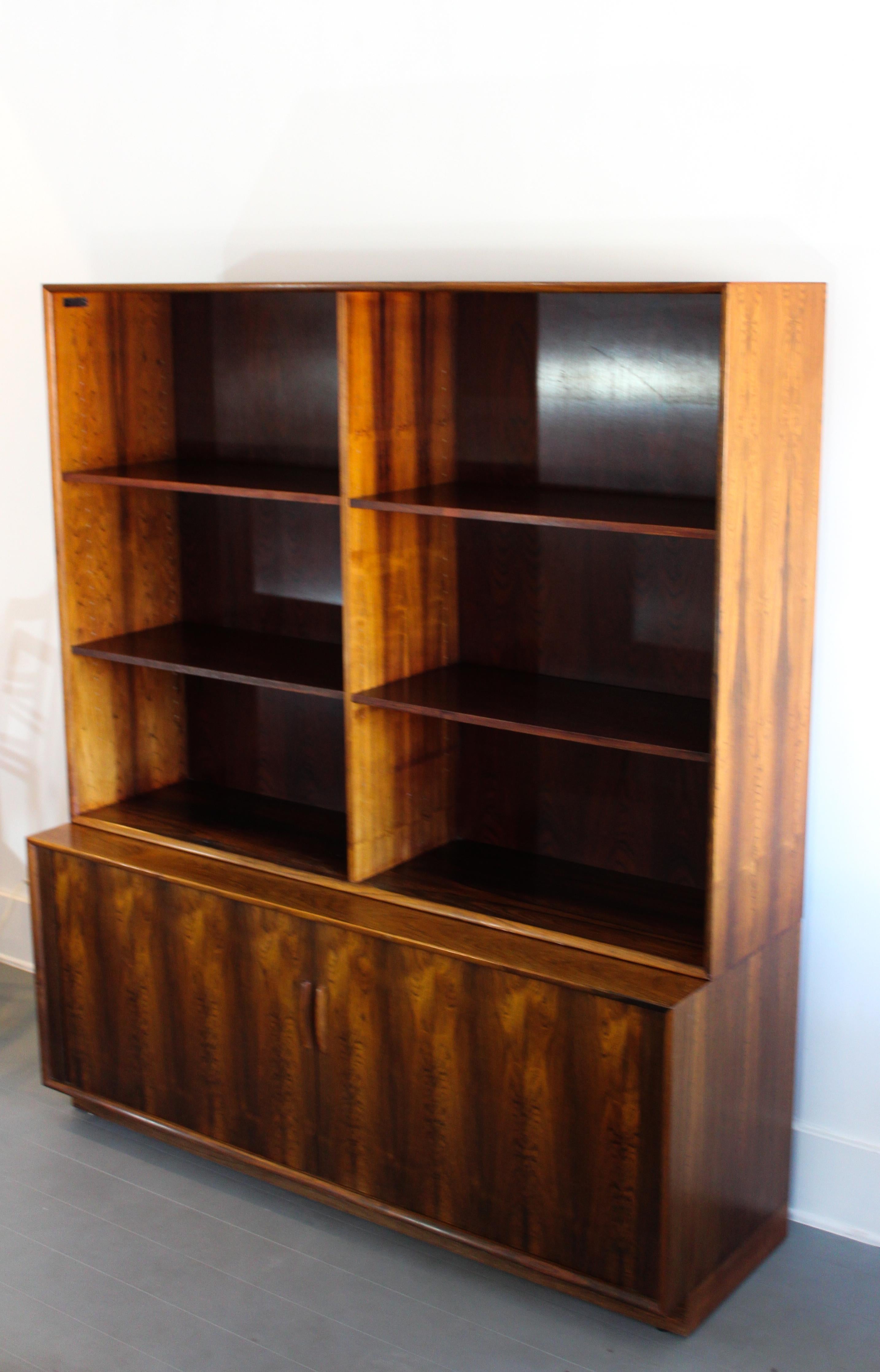 Mid-20th Century Midcentury Rosewood Arne Vodder Book Case with Tambour Doors by Sibast, 1950s For Sale