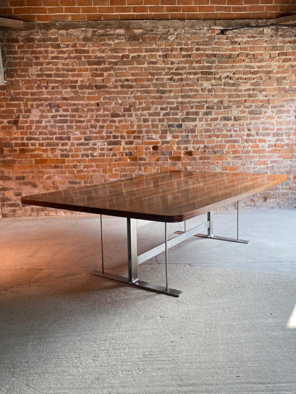 Midcentury Rosewood Conference Boardroom Dining Table, circa 1970 7