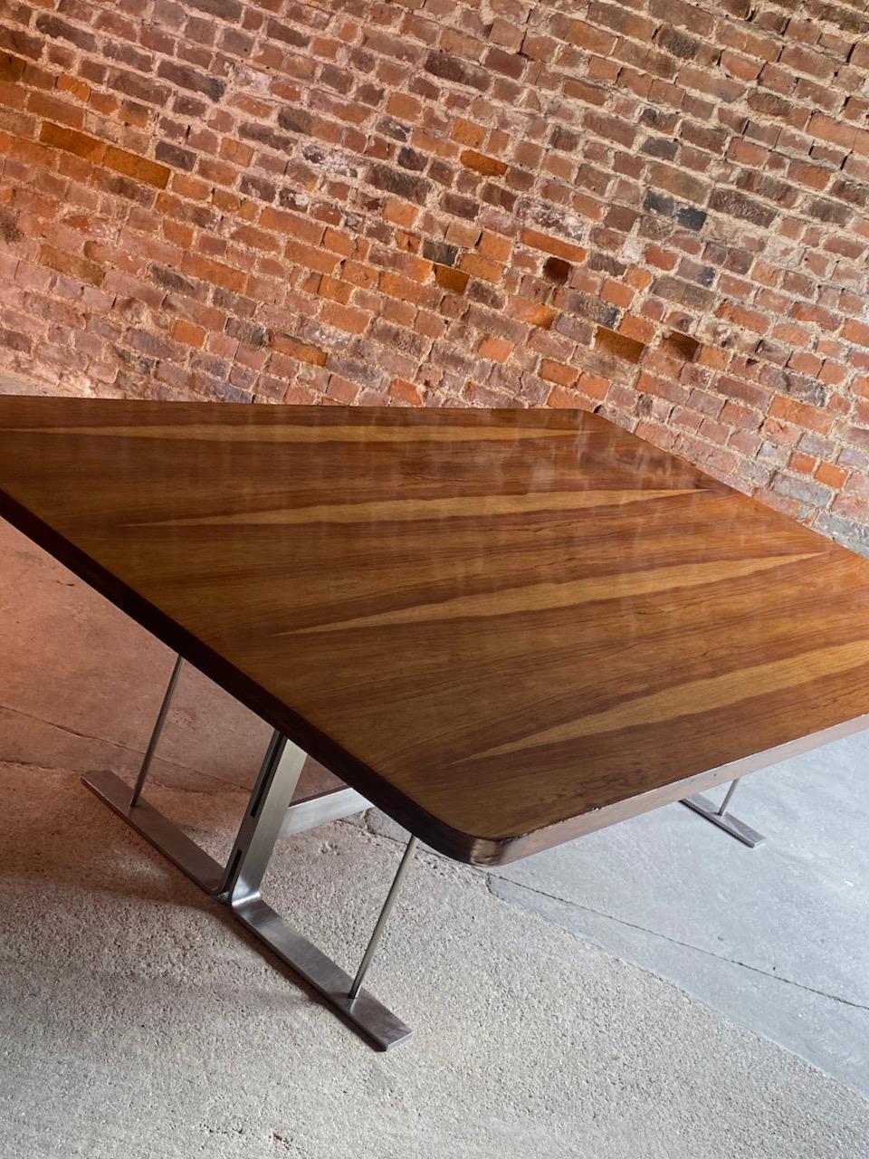 Midcentury Rosewood Conference Boardroom Dining Table, circa 1970 8