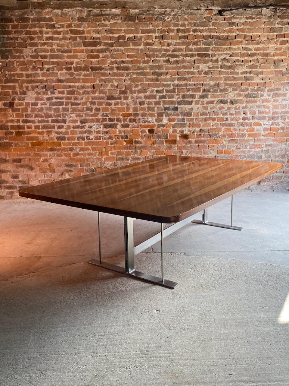 Midcentury Rosewood Conference Boardroom Dining Table, circa 1970 9