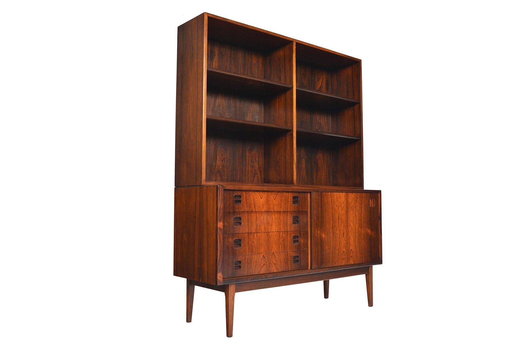 Scandinavian Modern Midcentury Rosewood Credenza with Bookcase Hutch