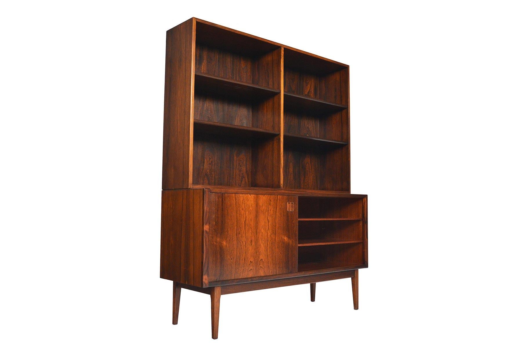Danish Midcentury Rosewood Credenza with Bookcase Hutch