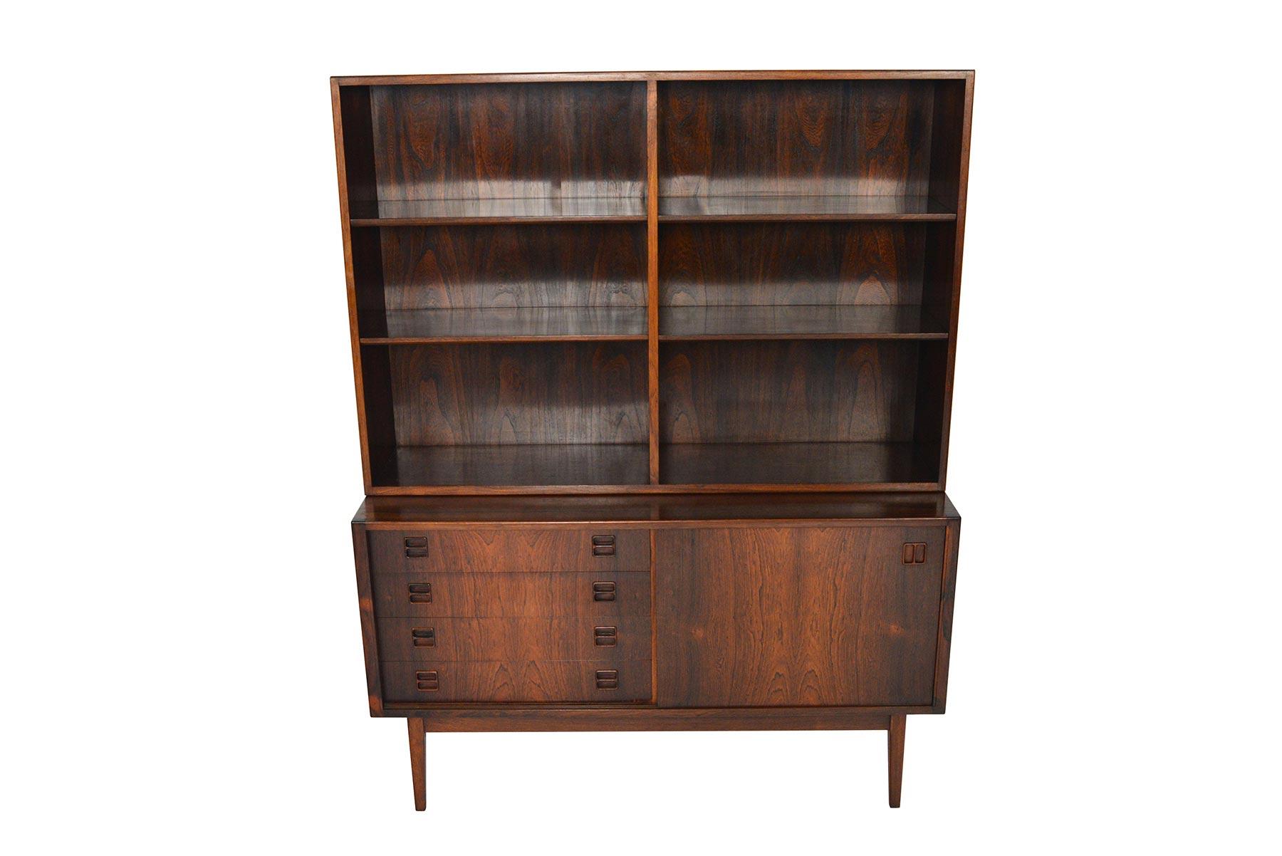 Midcentury Rosewood Credenza with Bookcase Hutch In Good Condition In Berkeley, CA