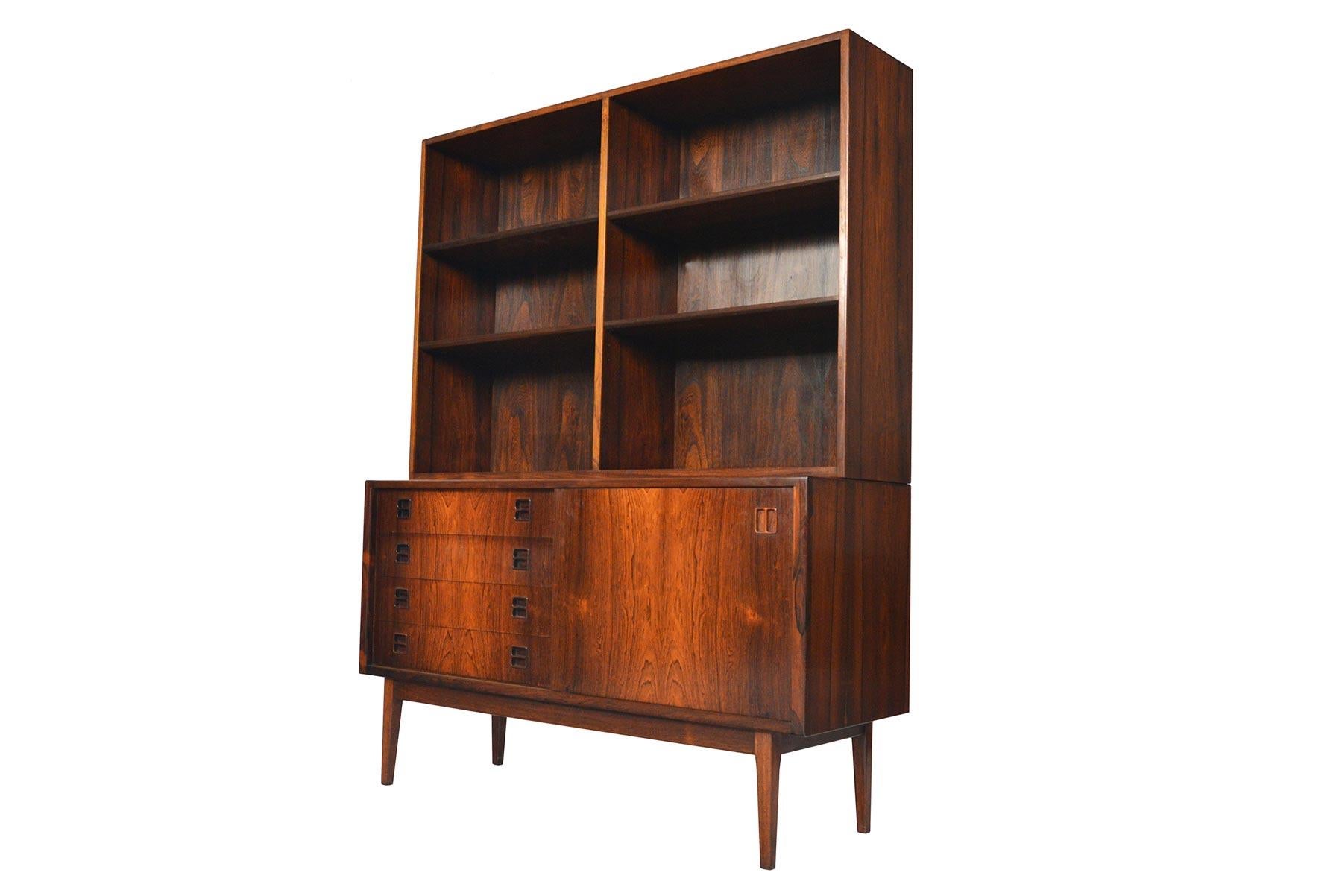 20th Century Midcentury Rosewood Credenza with Bookcase Hutch