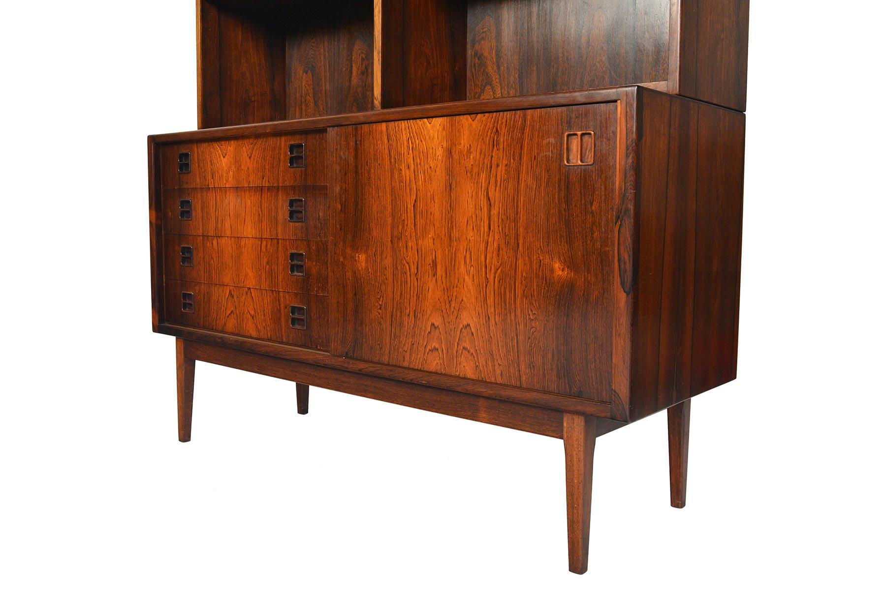 Midcentury Rosewood Credenza with Bookcase Hutch 1