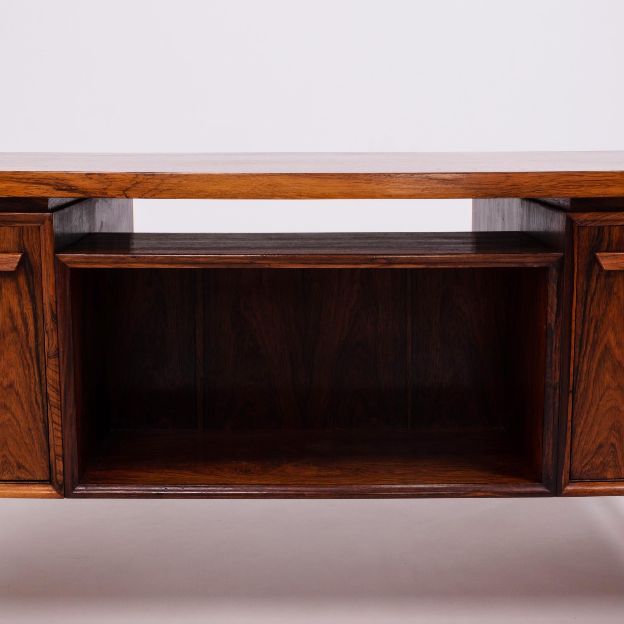 Midcentury Modern Brown Rosewood Desk, 20th Century, c 1960s, lockable drawers 8