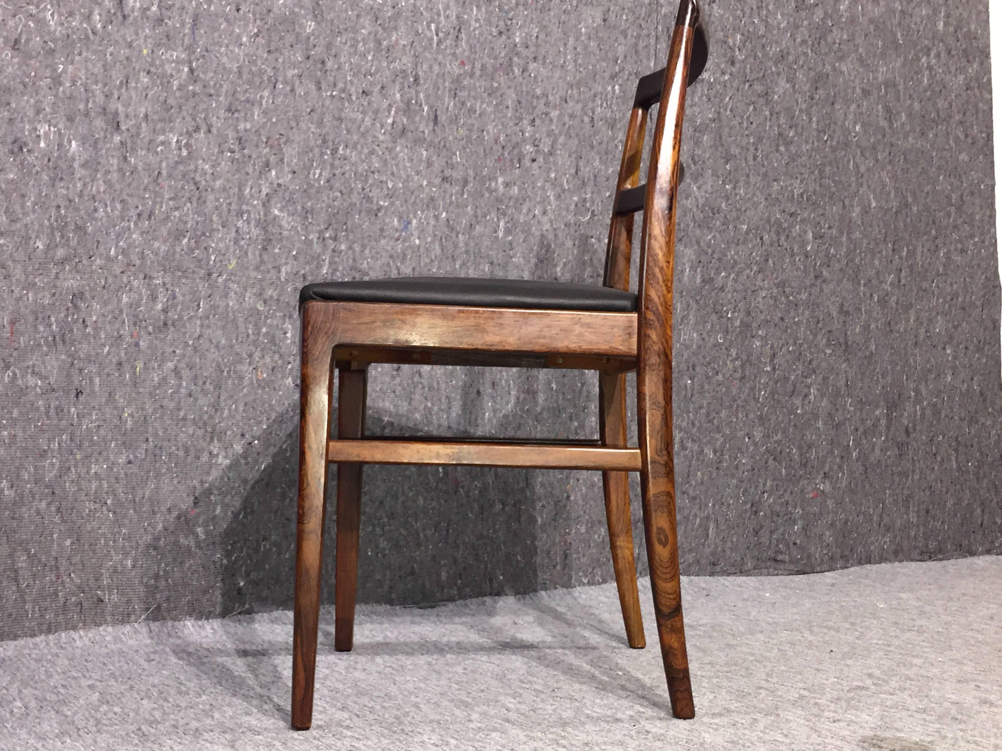 Mid-Century Modern Midcentury Rosewood Dining Chairs Black Leather Arne Vodder Model 430, 1960s For Sale