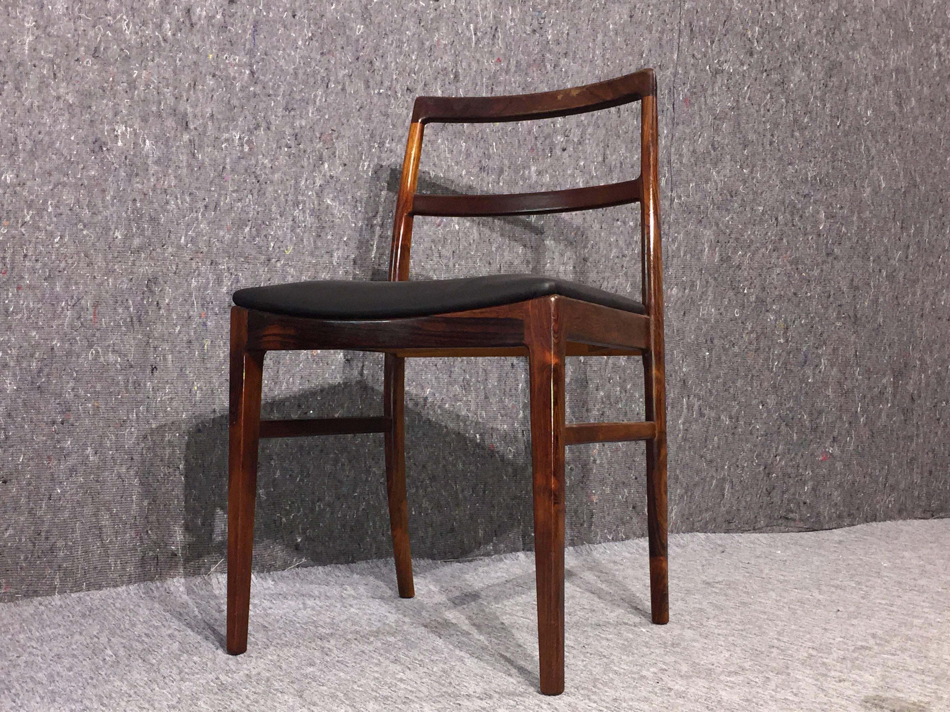 Danish Midcentury Rosewood Dining Chairs Black Leather Arne Vodder Model 430, 1960s For Sale