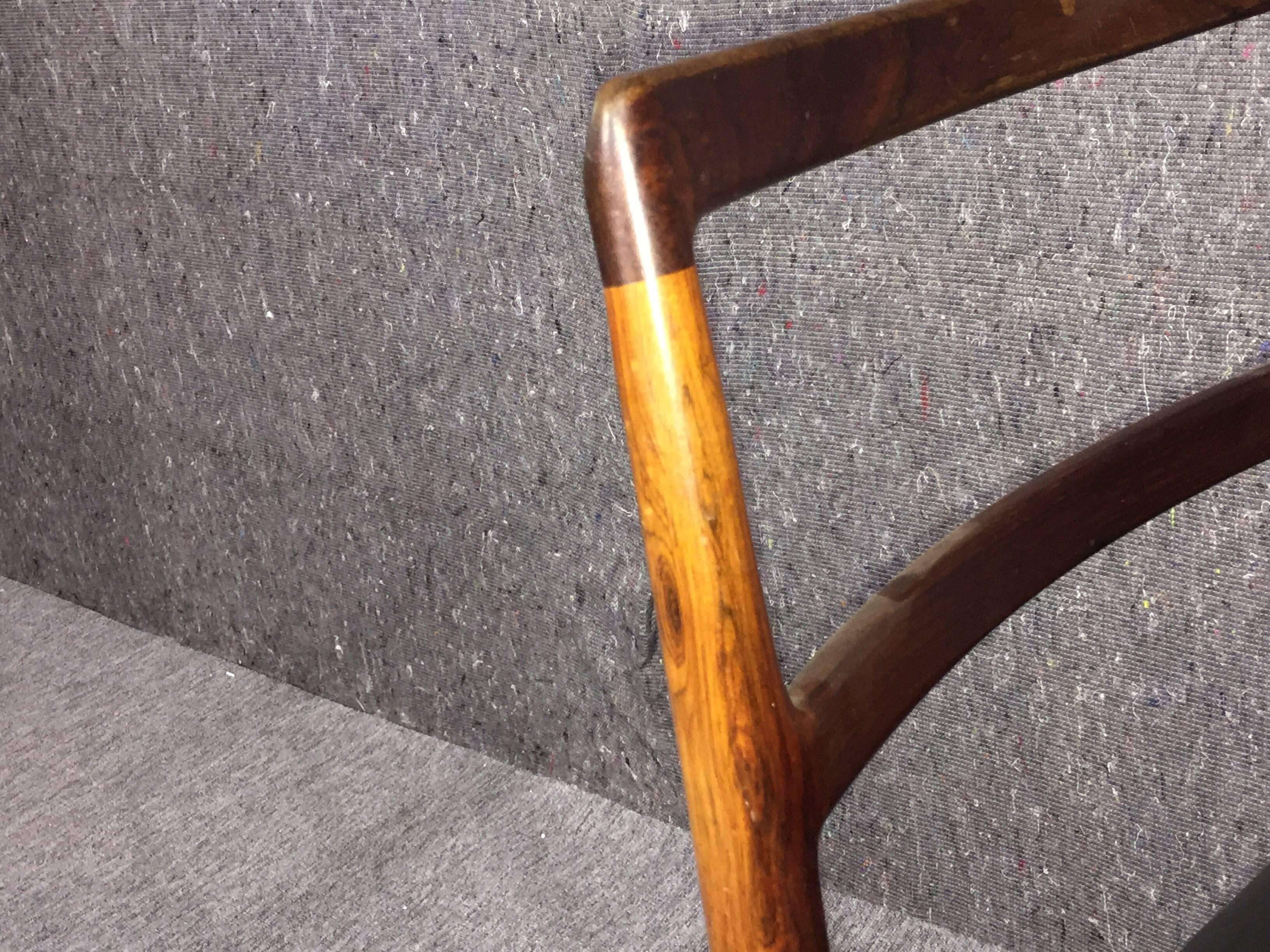 Midcentury Rosewood Dining Chairs Black Leather Arne Vodder Model 430, 1960s In Excellent Condition For Sale In Odense, DK