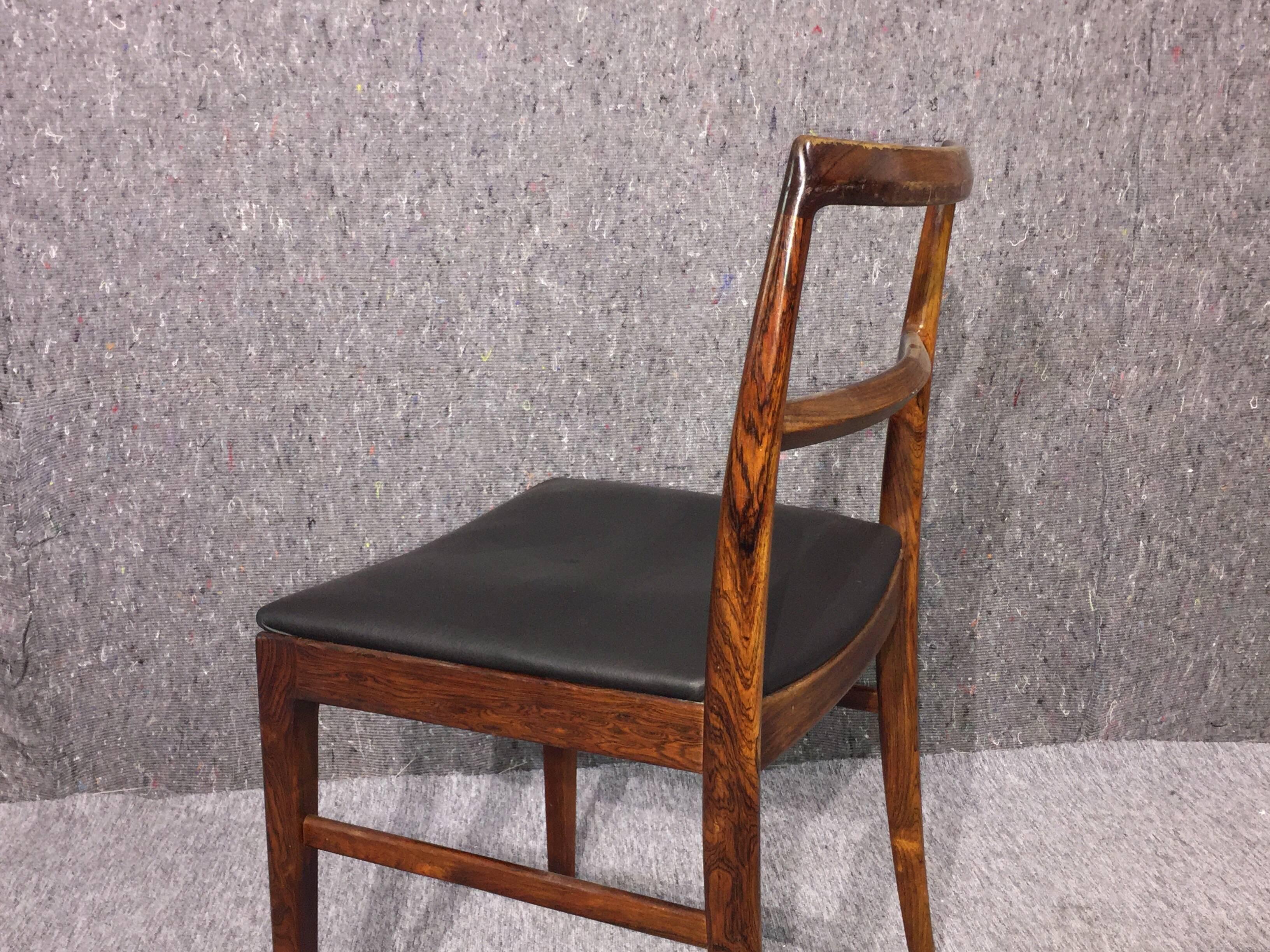 Mid-20th Century Midcentury Rosewood Dining Chairs Black Leather Arne Vodder Model 430, 1960s For Sale