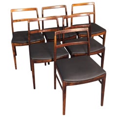 Midcentury Rosewood Dining Chairs Black Leather Arne Vodder Model 430, 1960s