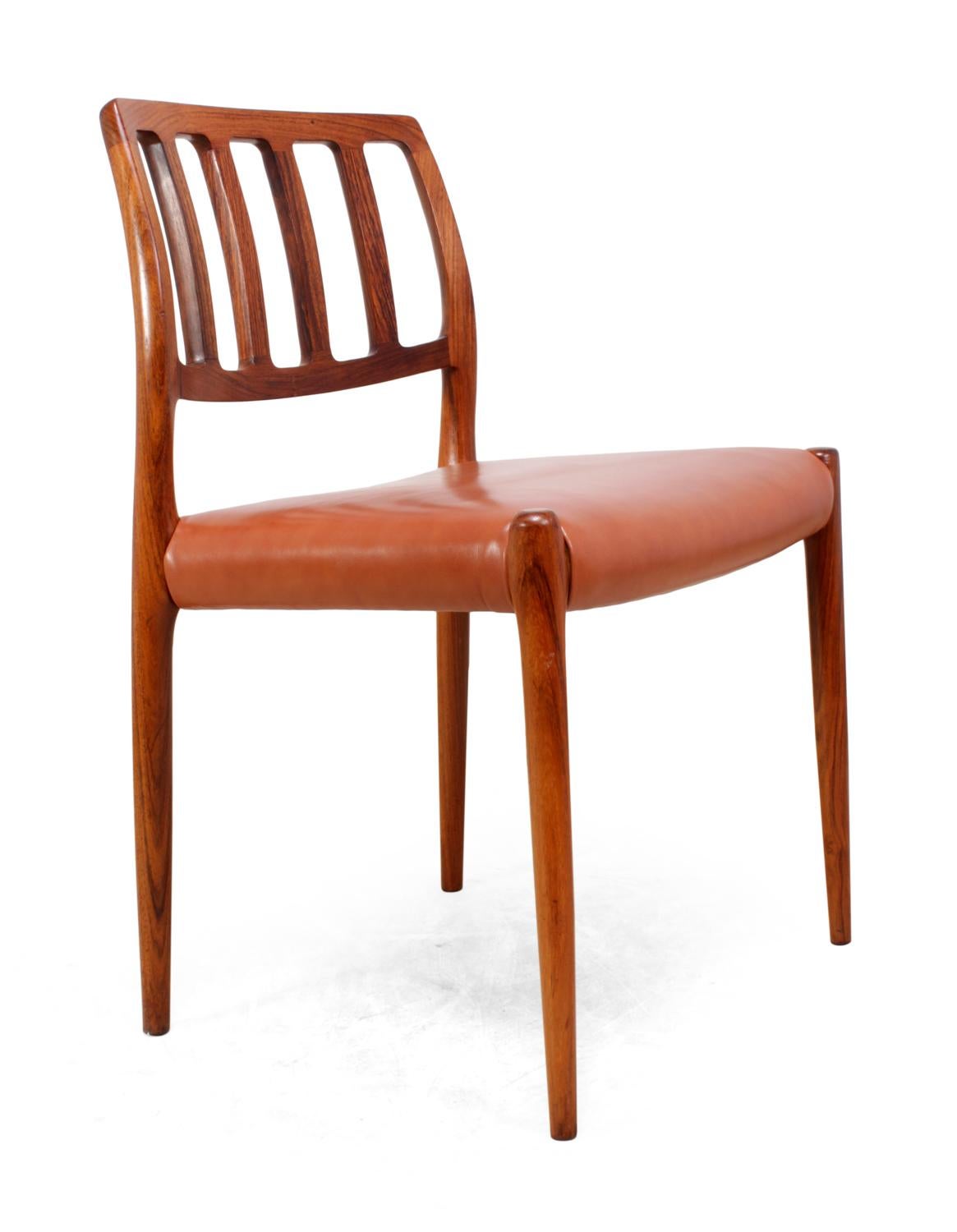 Danish Midcentury Rosewood Dining Chairs by Moller Model 83