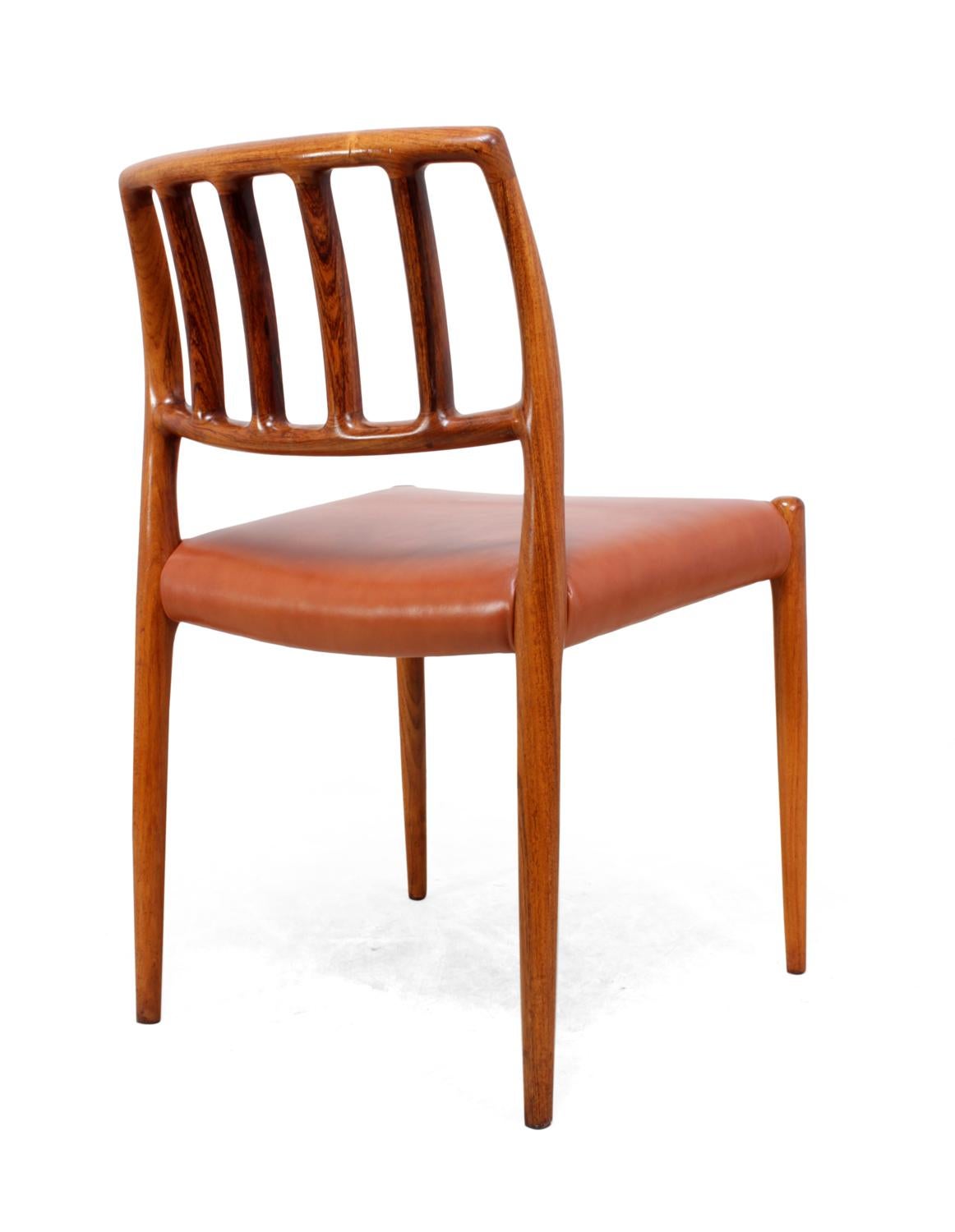 Late 20th Century Midcentury Rosewood Dining Chairs by Moller Model 83