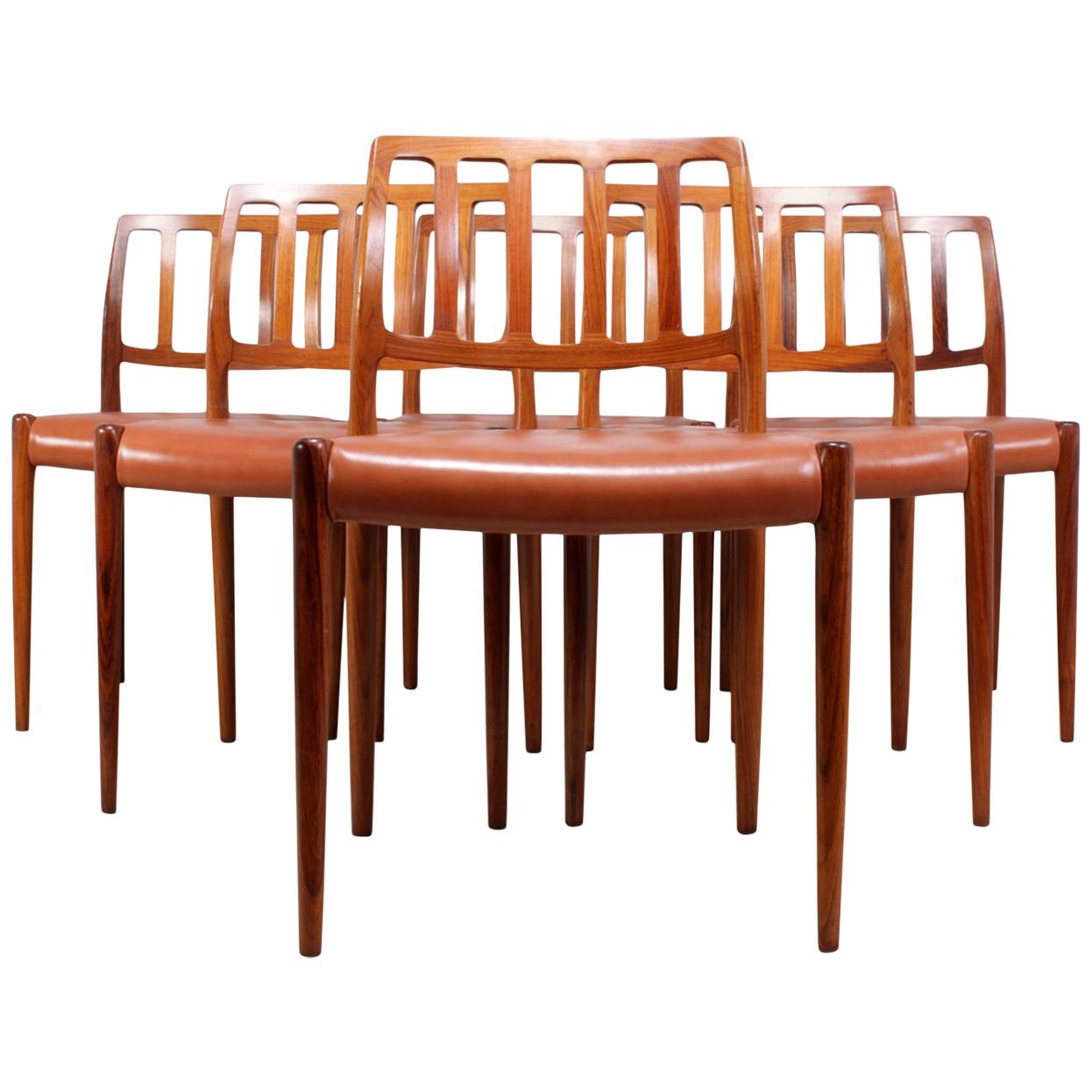 Midcentury Rosewood Dining Chairs by Moller Model 83