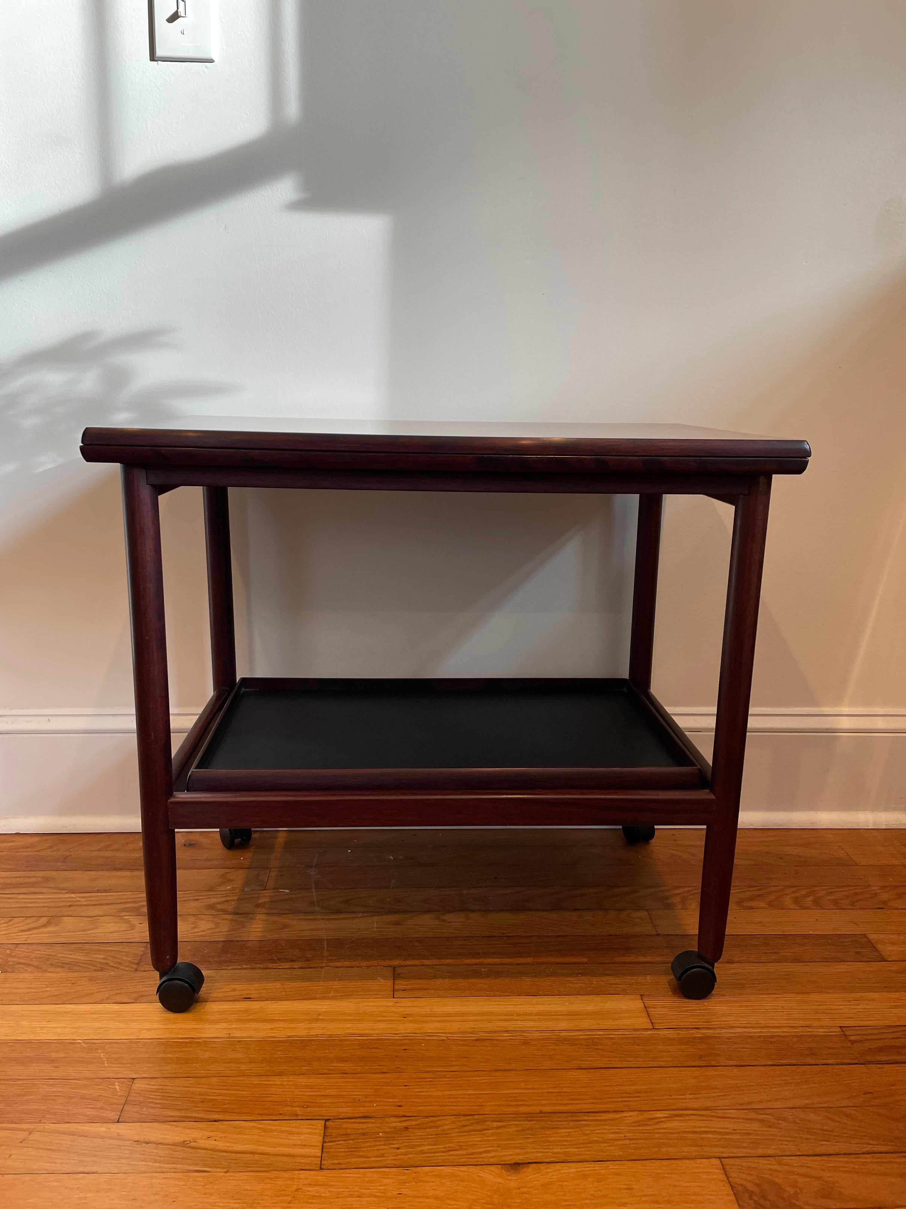 Mid Century Rosewood Flip-Top Tea Trolley by Grete Jalk, Denmark For Sale 4