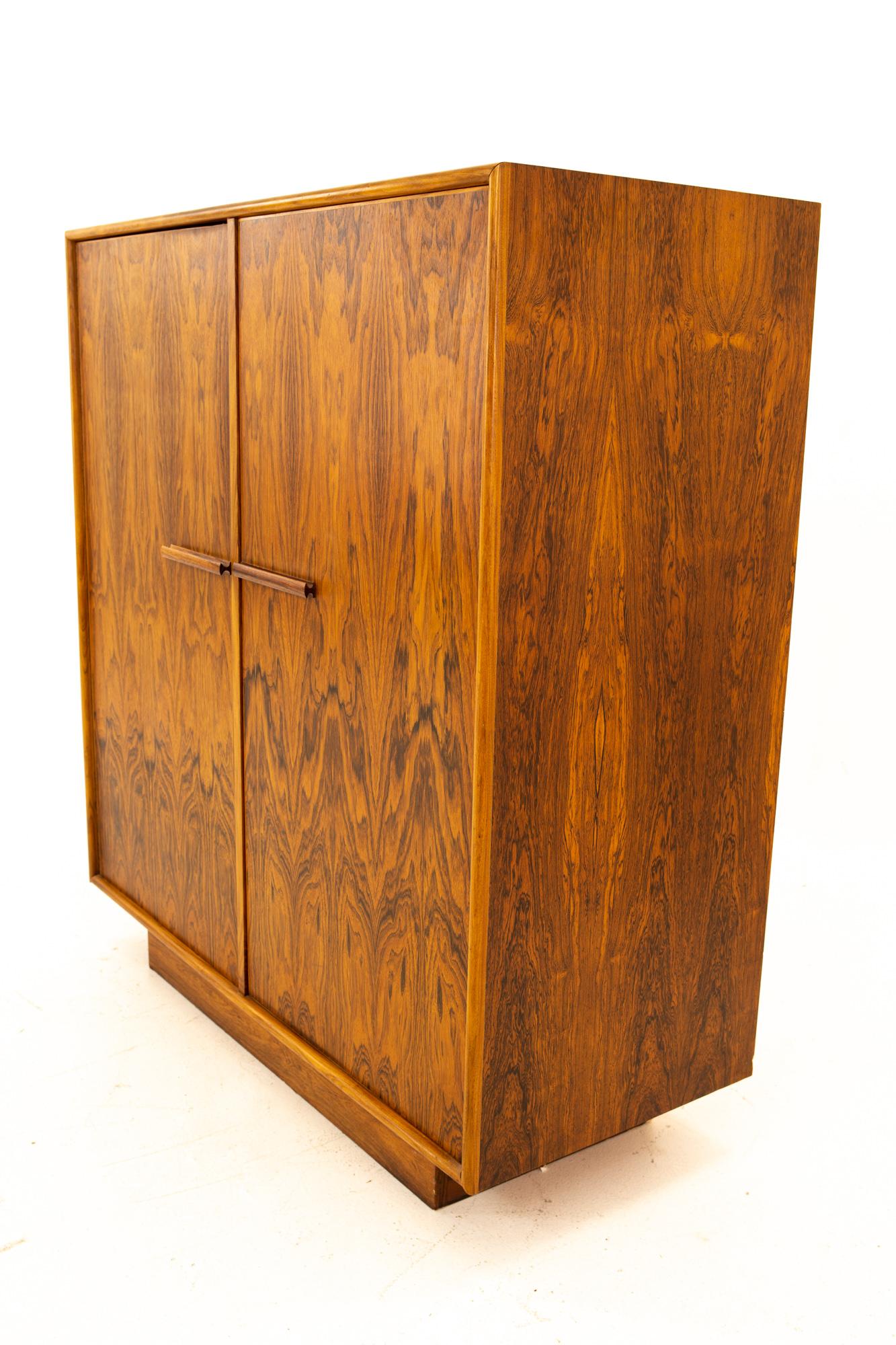 American Mid Century Rosewood Highboy Armoire Dresser