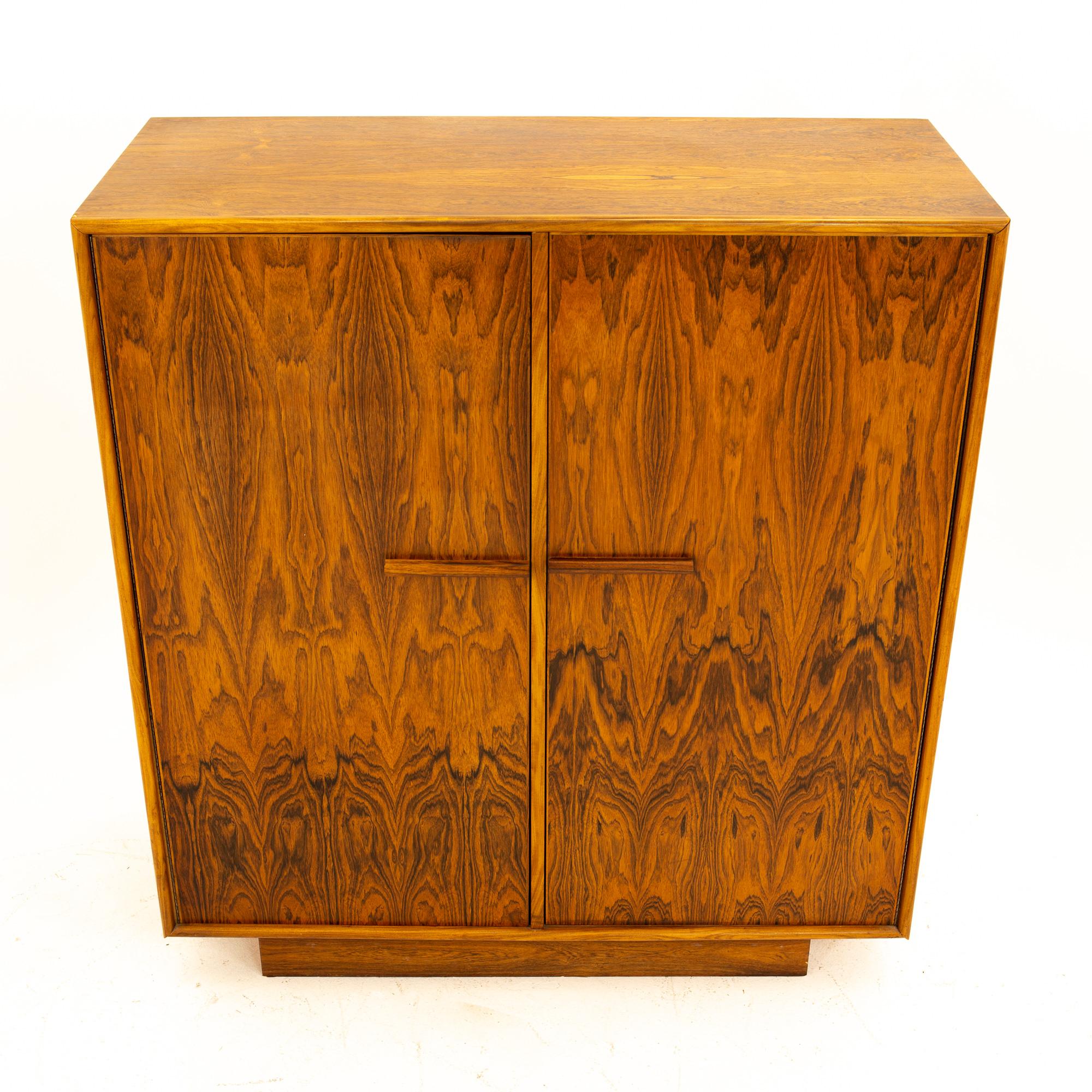 Mid Century Rosewood Highboy Armoire Dresser In Good Condition In Countryside, IL