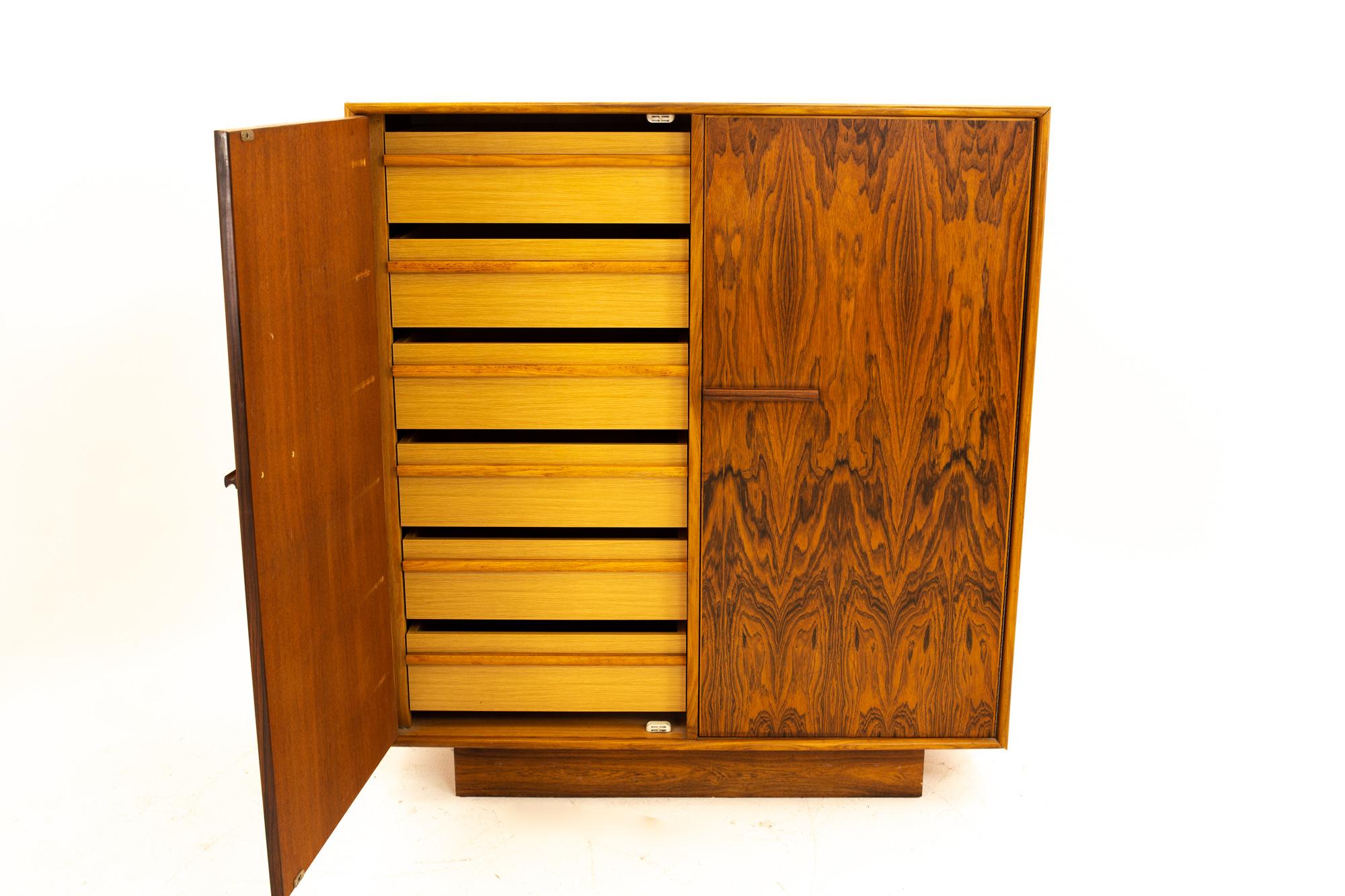 Mid Century Rosewood Highboy Armoire Dresser 1