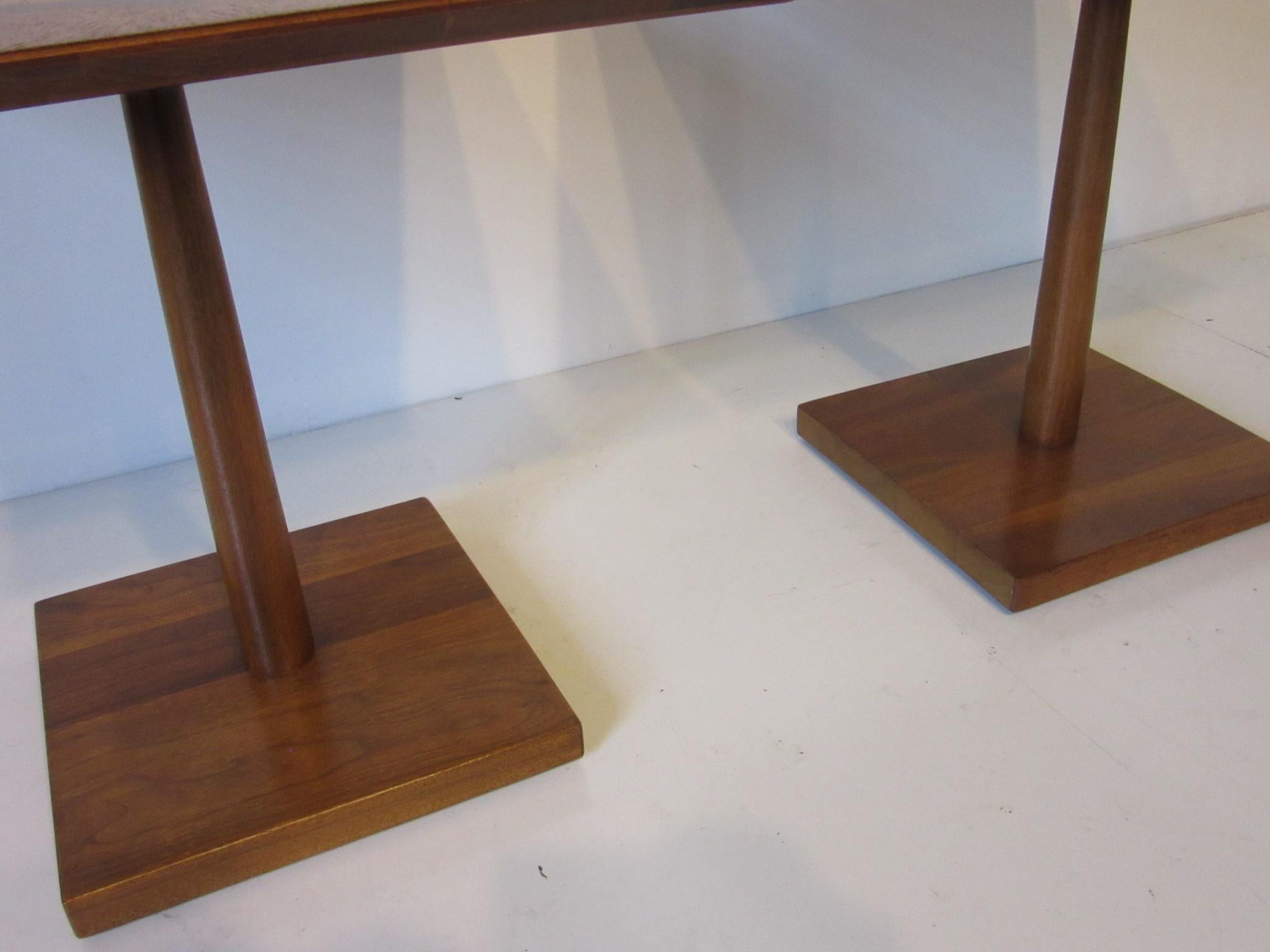 20th Century Midcentury Rosewood / Mahogany and Walnut Pedestal End Tables