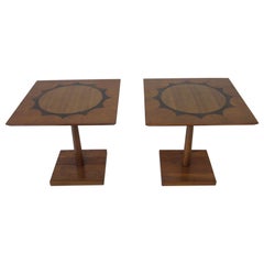 Midcentury Rosewood / Mahogany and Walnut Pedestal End Tables