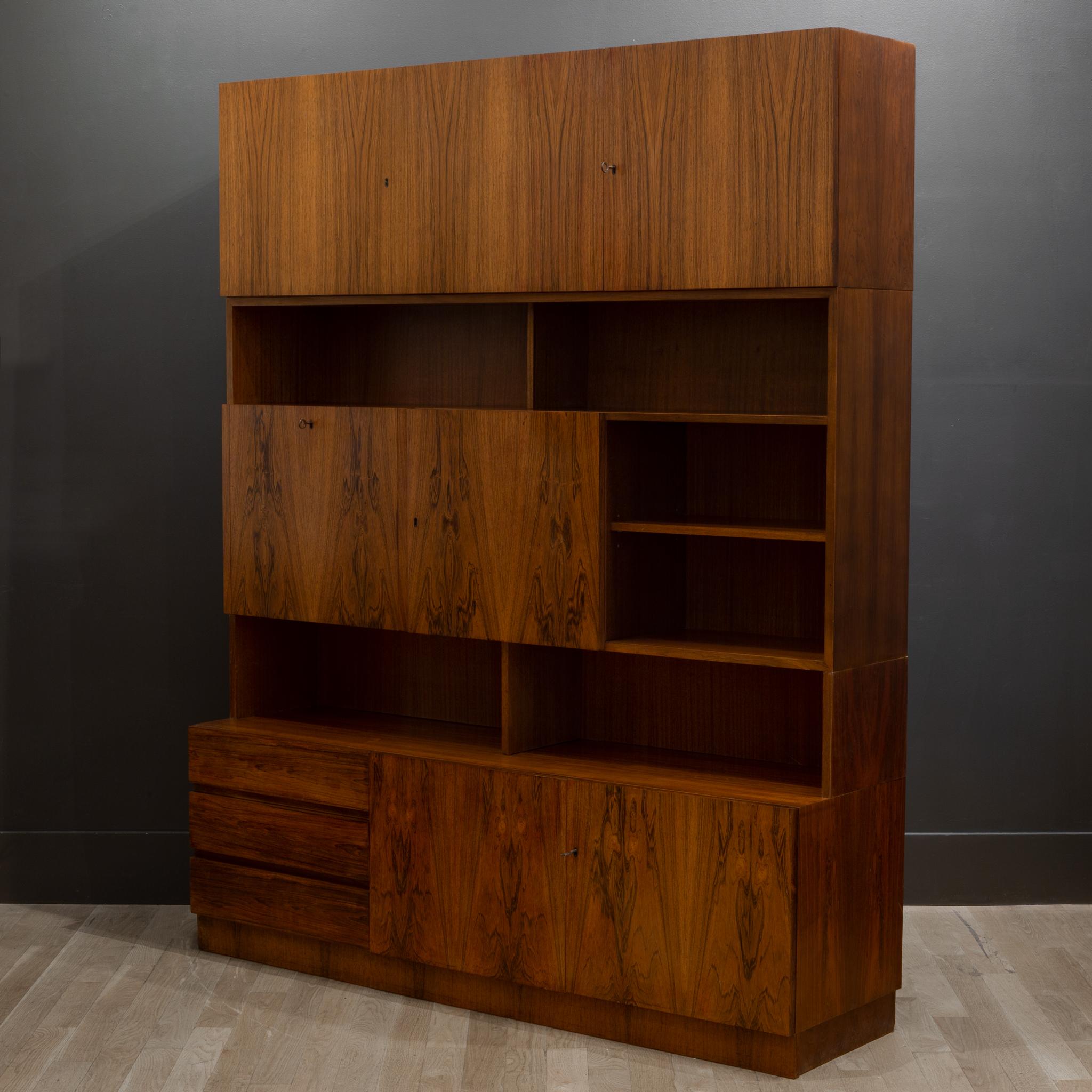 German Midcentury Rosewood Modular Wall Unit Designed by Georg Satink for WK Mobel c