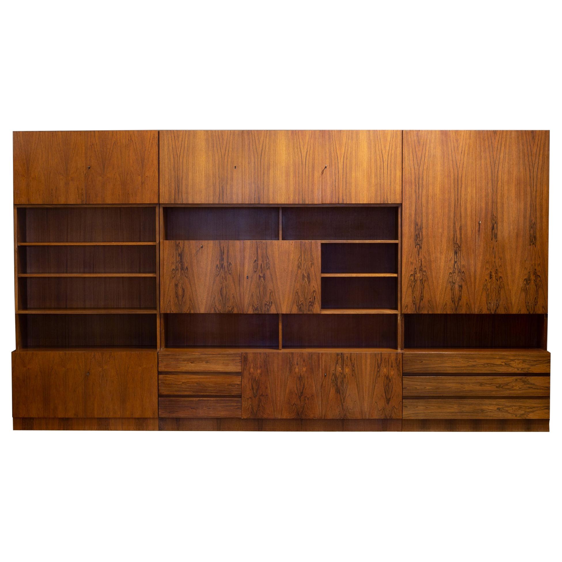 Midcentury Rosewood Modular Wall Unit Designed by Georg Satink for WK Mobel c