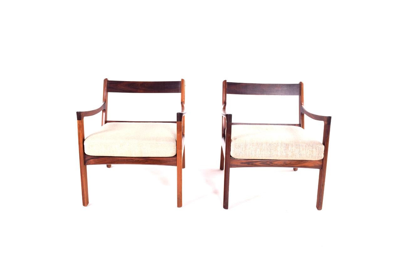 Midcentury Rosewood Ole Wanscher Easy Chairs, 1960s 4