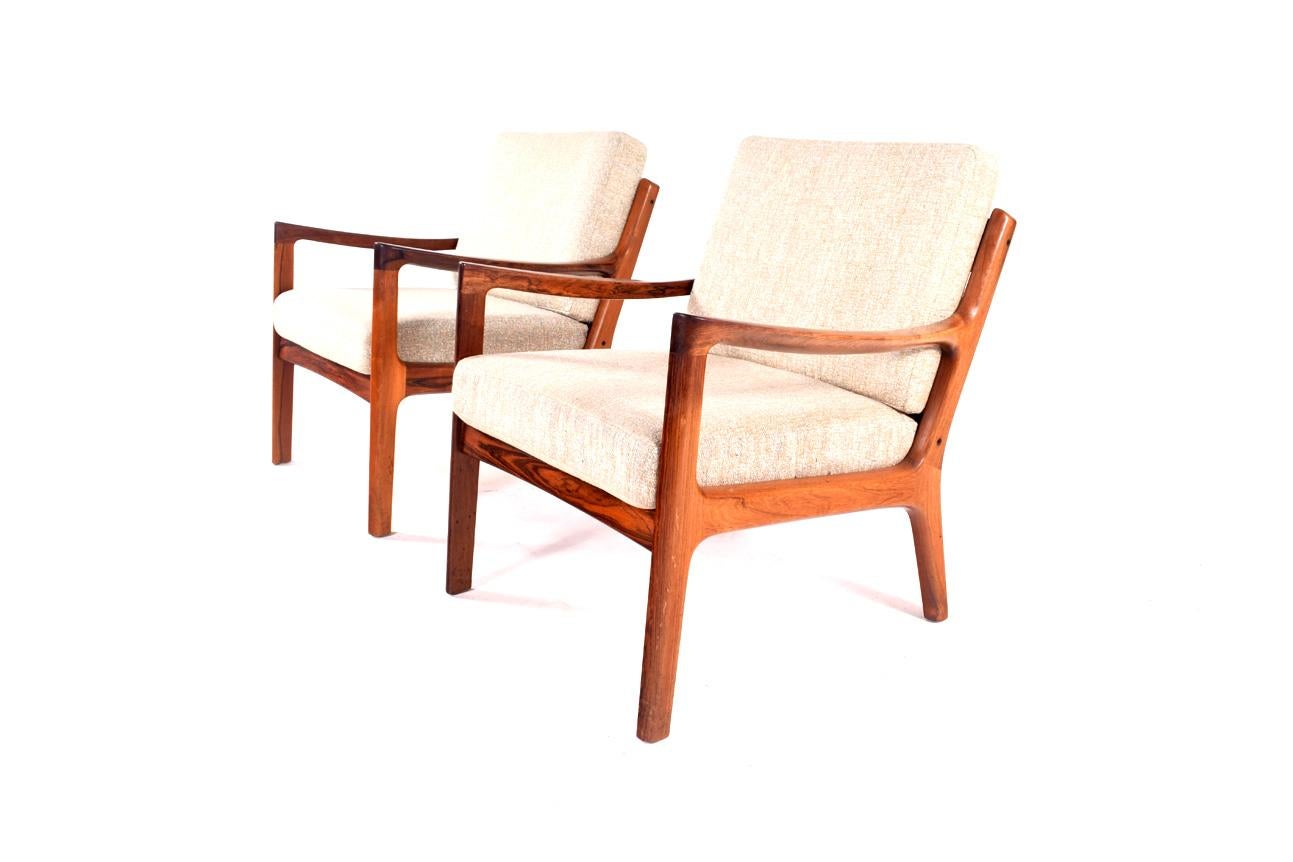 Mid-Century Modern Midcentury Rosewood Ole Wanscher Easy Chairs, 1960s