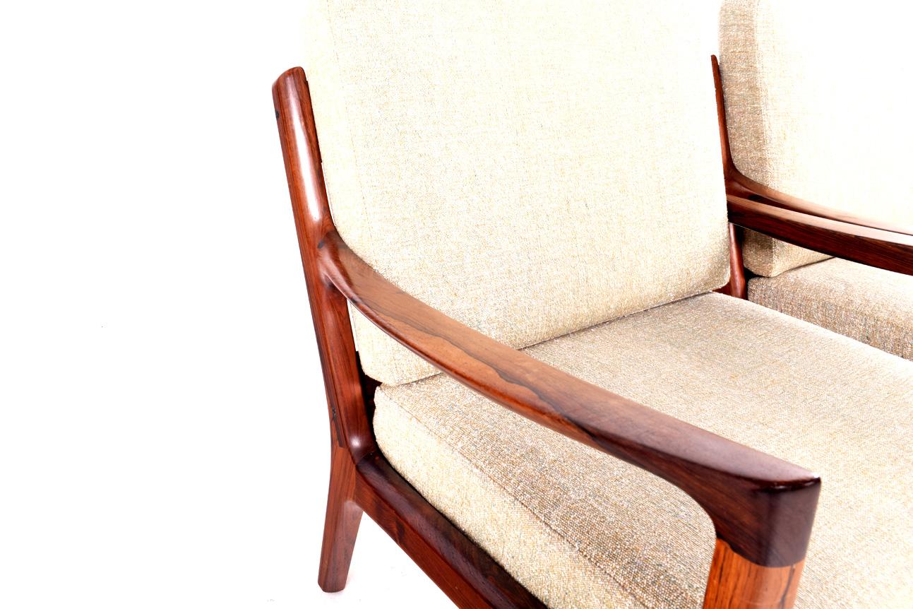 Midcentury Rosewood Ole Wanscher Easy Chairs, 1960s 1
