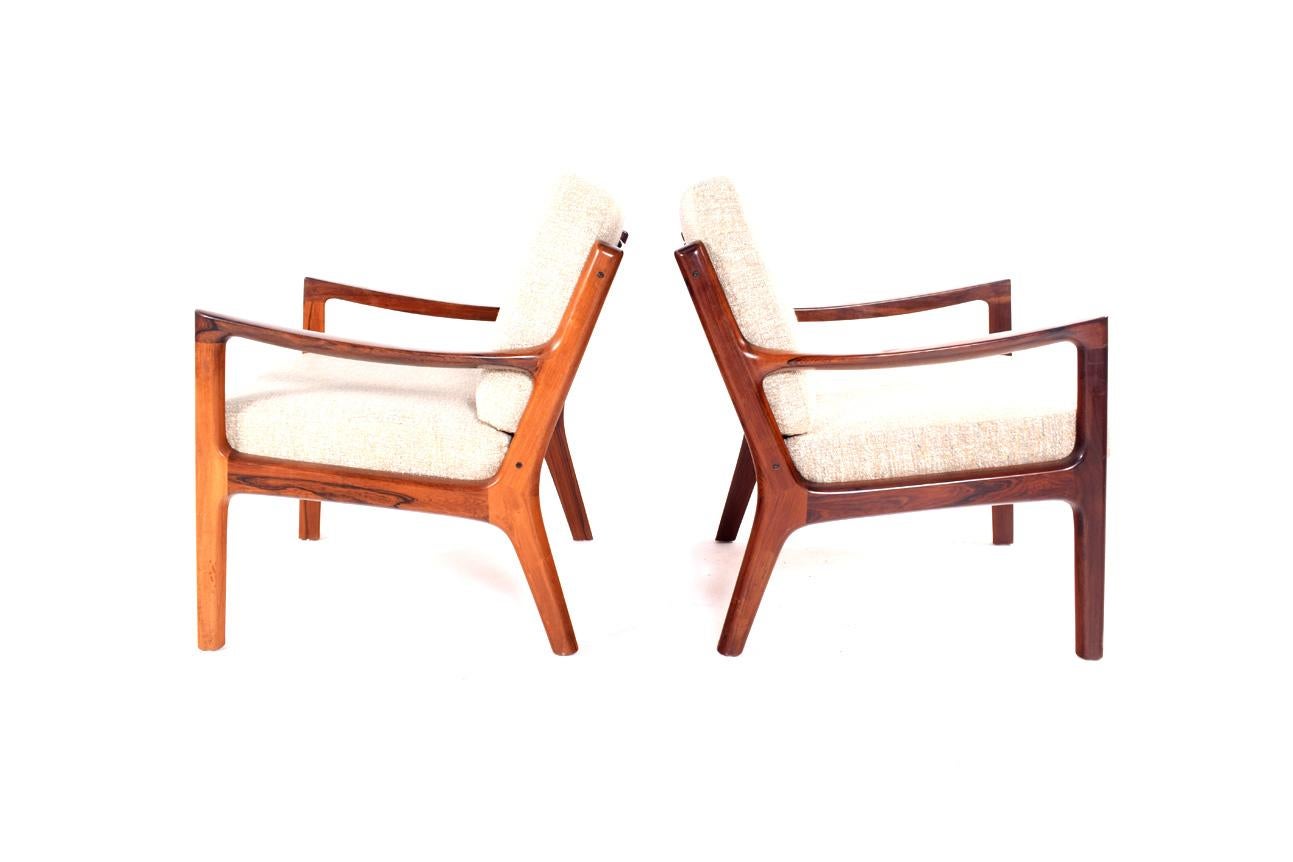 Midcentury Rosewood Ole Wanscher Easy Chairs, 1960s 2