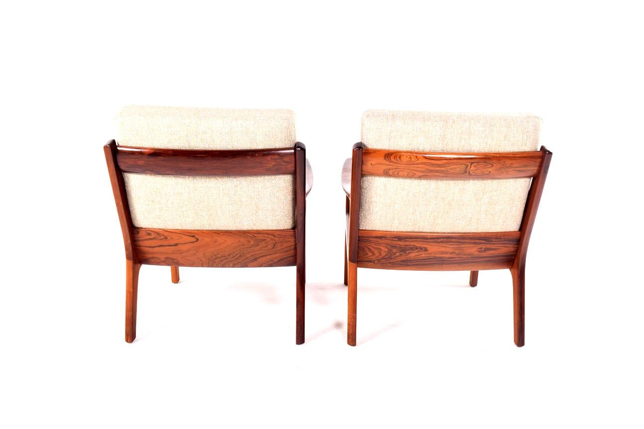 Midcentury Rosewood Ole Wanscher Easy Chairs, 1960s 3