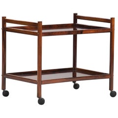 Midcentury Rosewood Scandinavian Serving Trolley