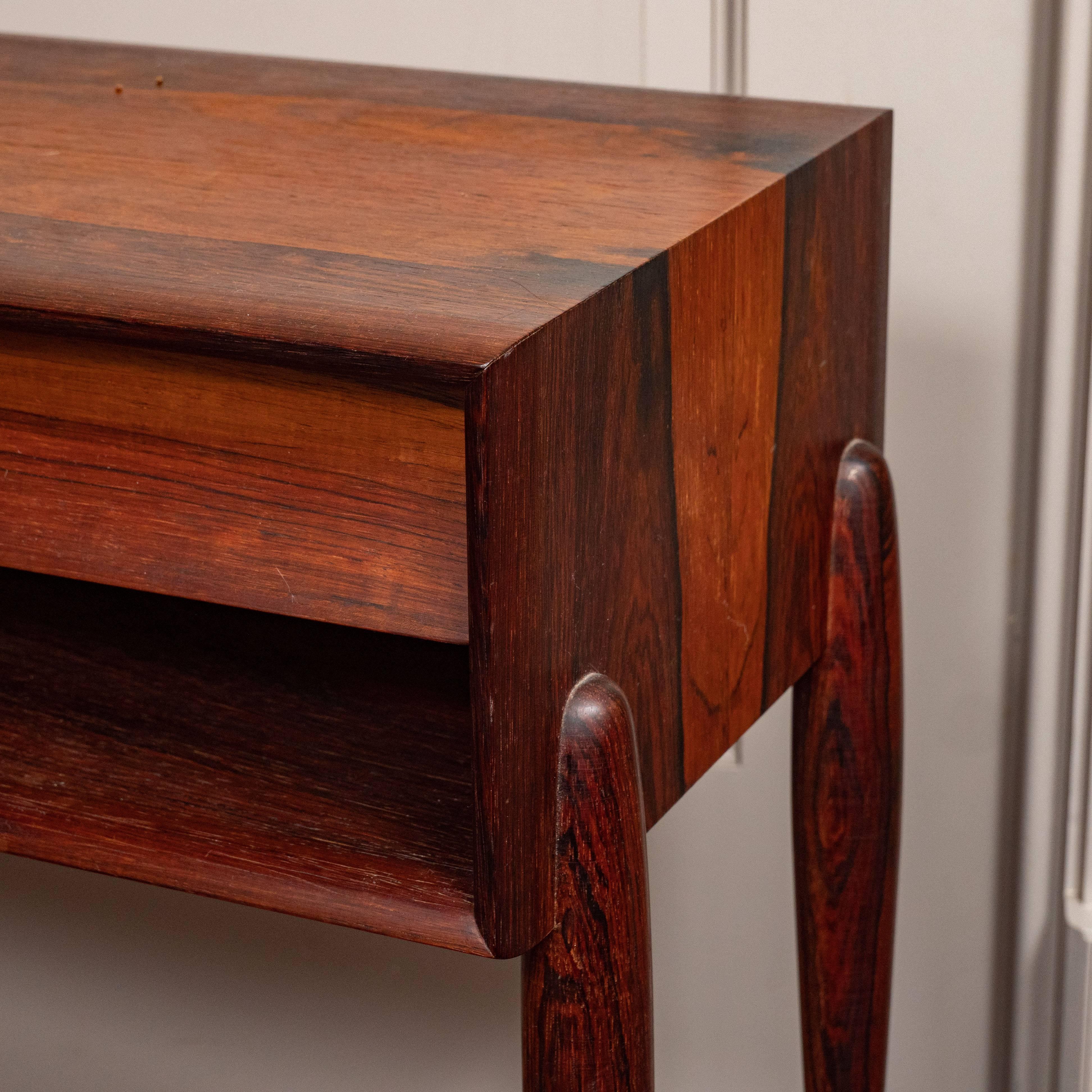Mid-Century Modern Midcentury Rosewood Side Table with Shelf, circa 1960