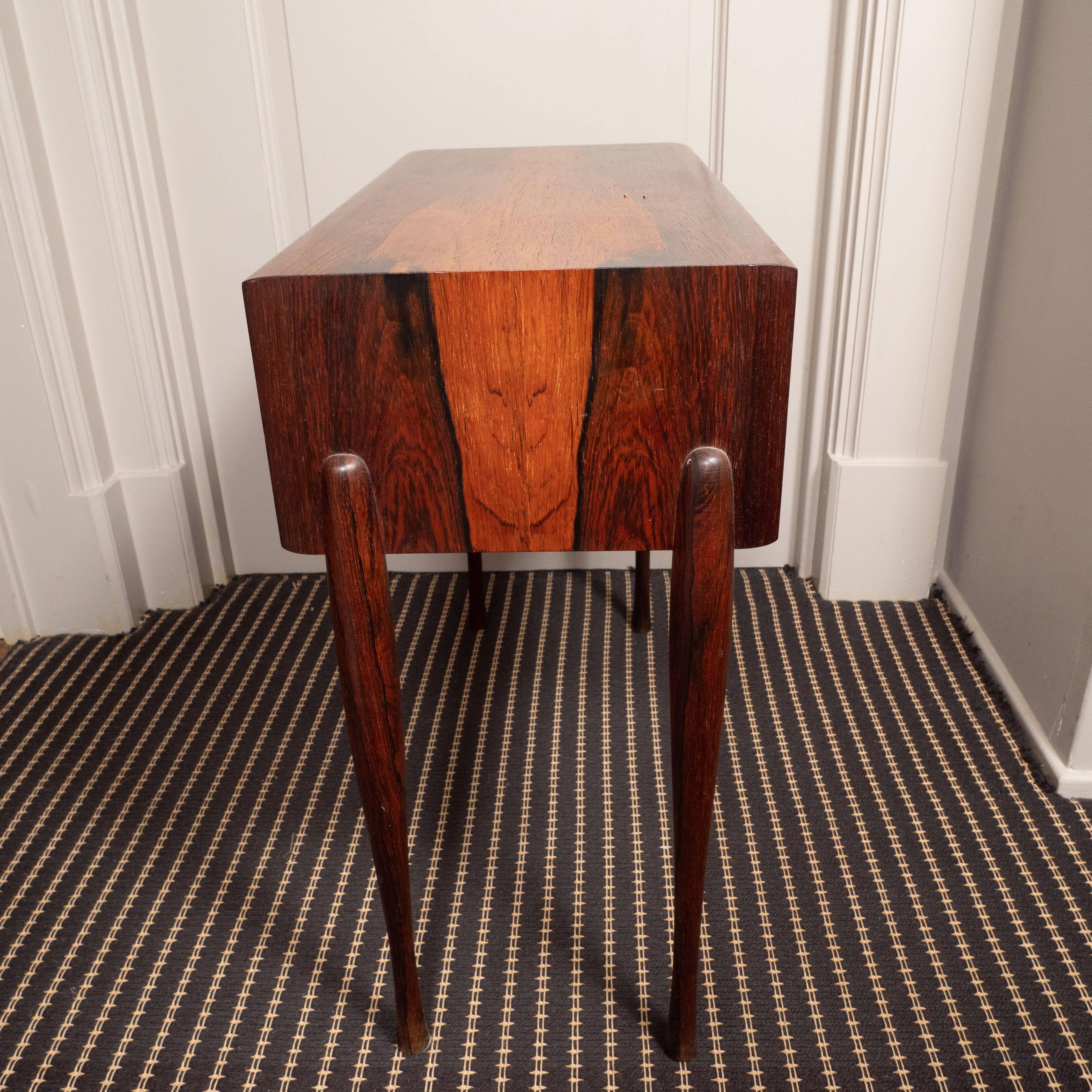Midcentury Rosewood Side Table with Shelf, circa 1960 In Excellent Condition In Southampton, NY