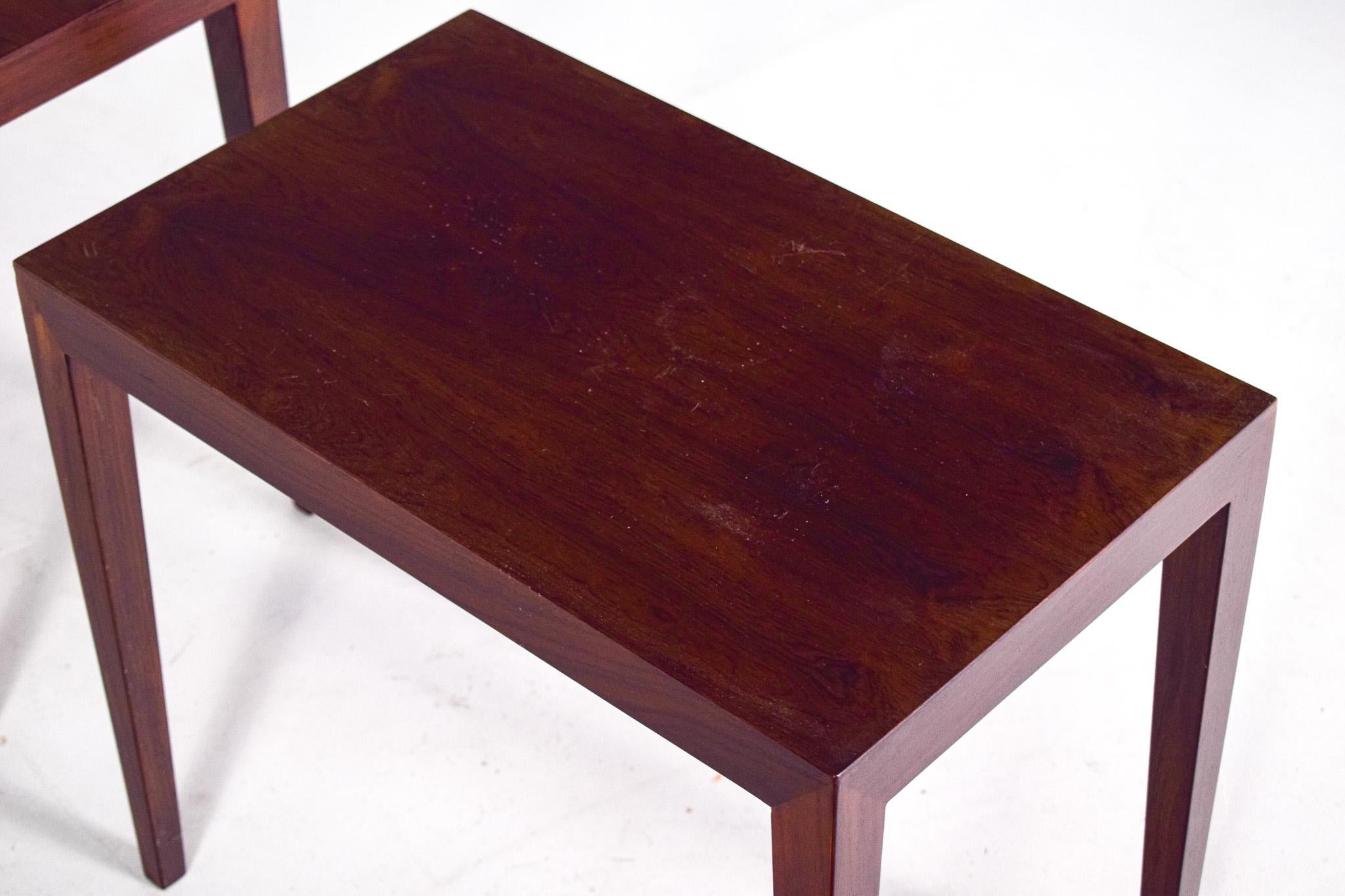 Mid-Century Modern Midcentury Rosewood Side Tables by Severin Hansen for Haslev, Denmark