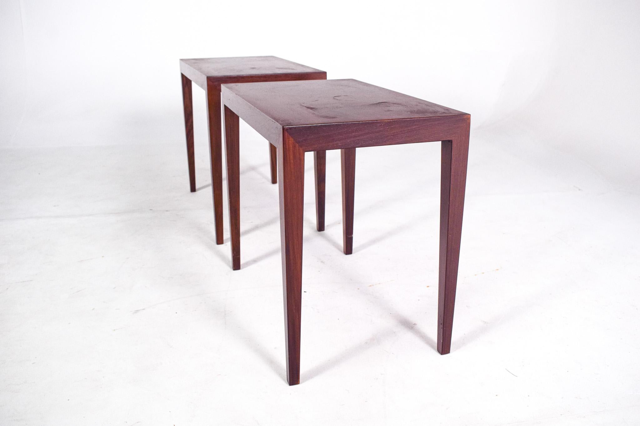 Midcentury Rosewood Side Tables by Severin Hansen for Haslev, Denmark 2