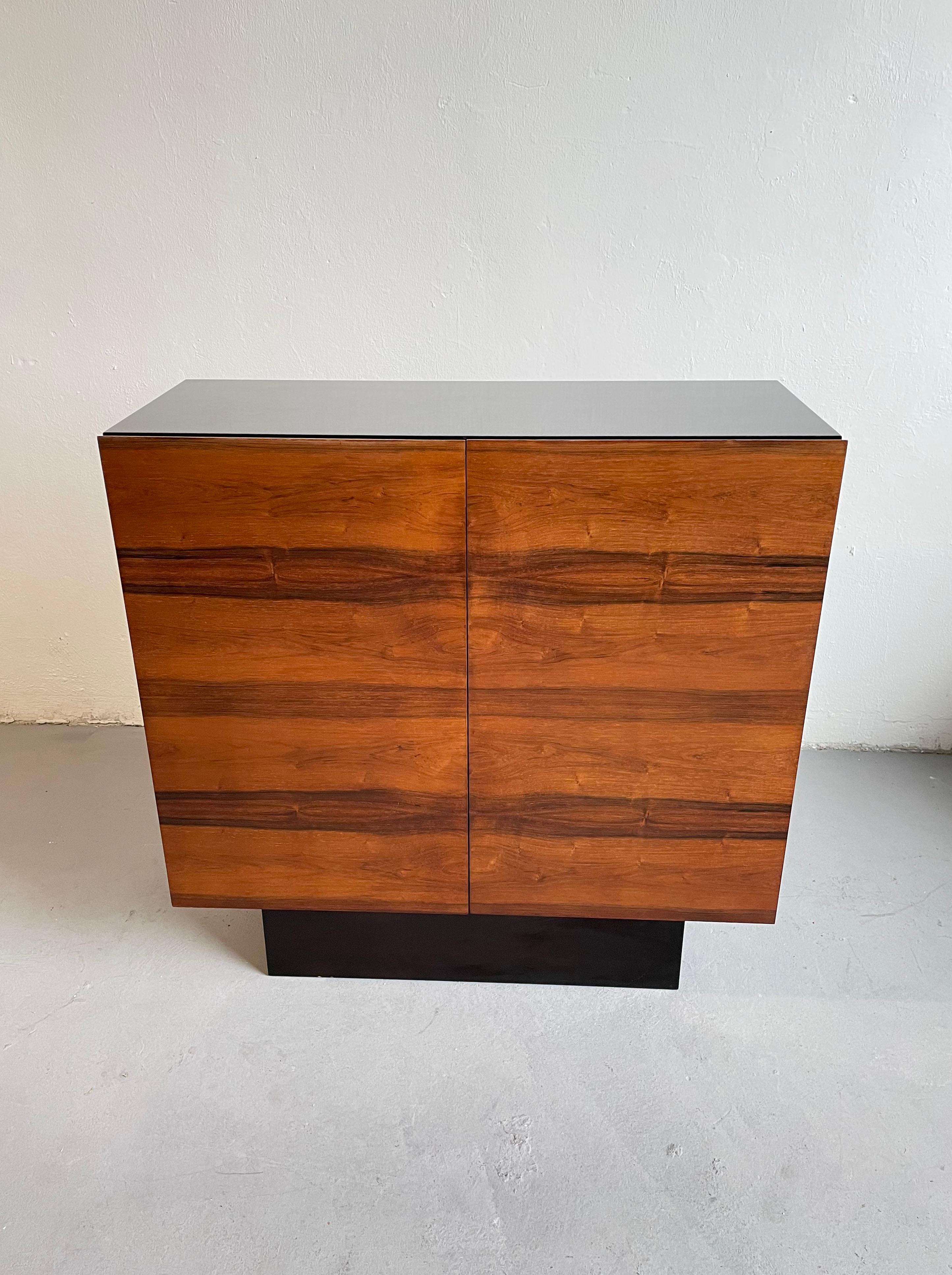 Wood Midcentury Rosewood Sideboard Buffet Cabinet, Minimalist Design, 1970s For Sale