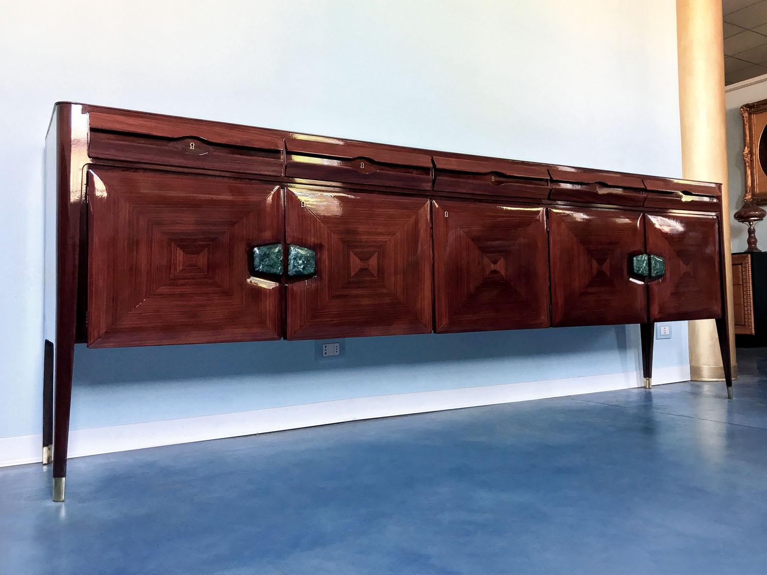 Mid-20th Century Italian Mid-Century Sideboard with Marble Handles by Vittorio Dassi, 1950s