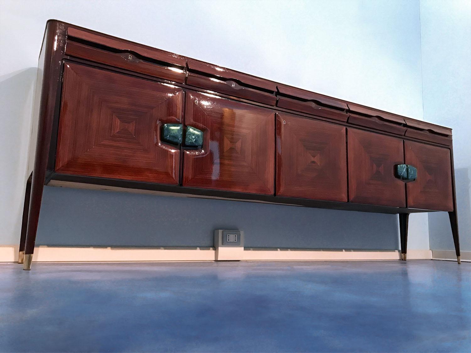 Italian Mid-Century Sideboard with Marble Handles by Vittorio Dassi, 1950s 1