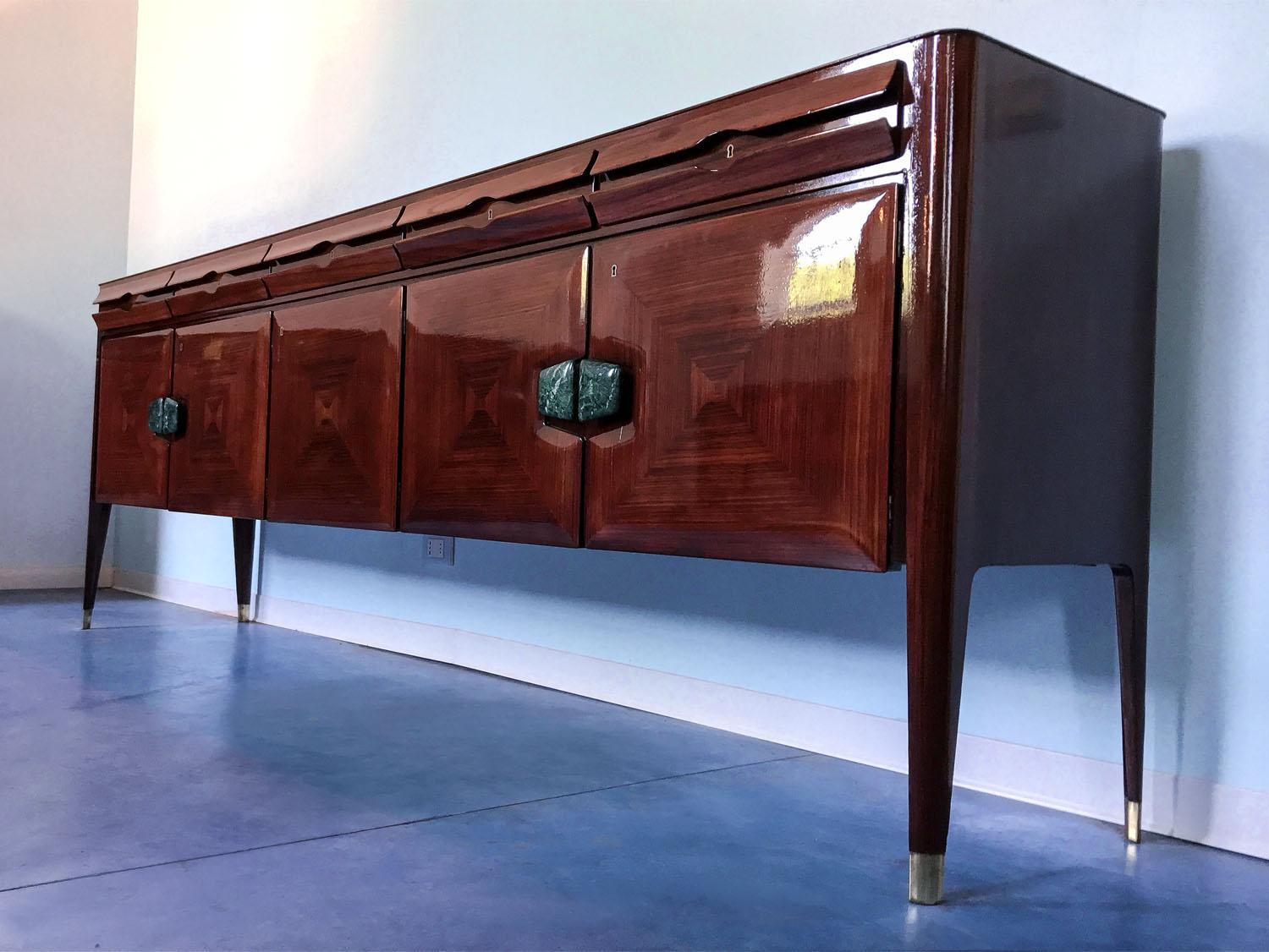 Italian Mid-Century Sideboard with Marble Handles by Vittorio Dassi, 1950s 6