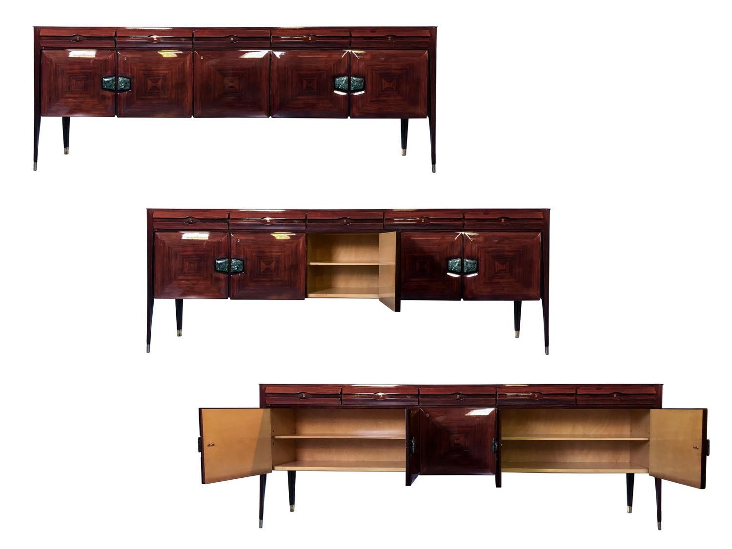 Italian Mid-Century Sideboard with Marble Handles by Vittorio Dassi, 1950s 10