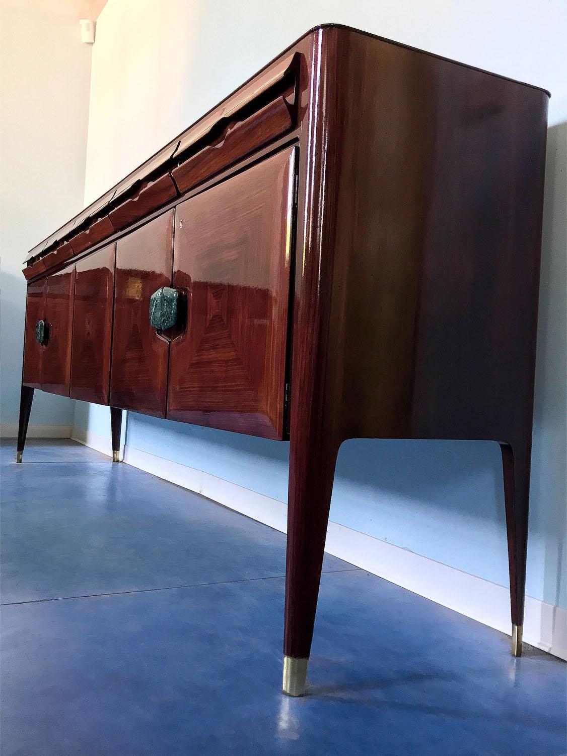 Italian Mid-Century Sideboard with Marble Handles by Vittorio Dassi, 1950s 8