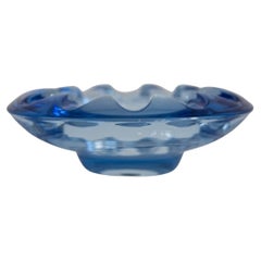 Midcentury Rosice Blue Glass Bowl Ashtray Element, Czech Republic, 1970s