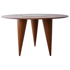 Midcentury Round 3 Legged Danish Solid Teak Dining Table