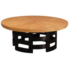 Midcentury Round Birch Root Light Beige France Sofa Table, 1930