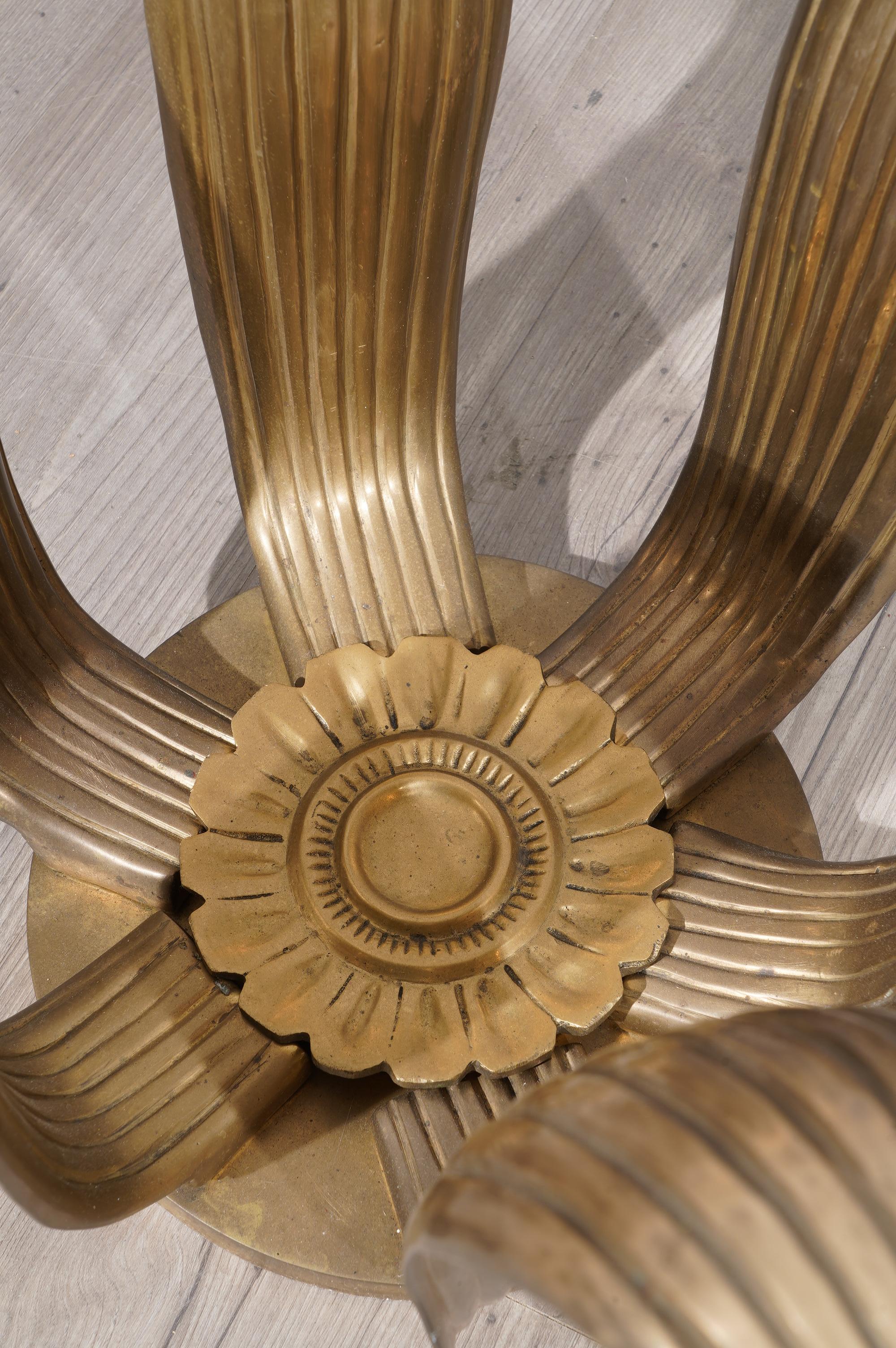 Midcentury Round Brass and Glass of Italian School Side Table, 1950 5