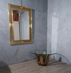 Midcentury Round Brass and Glass of Italian School Side Table, 1950